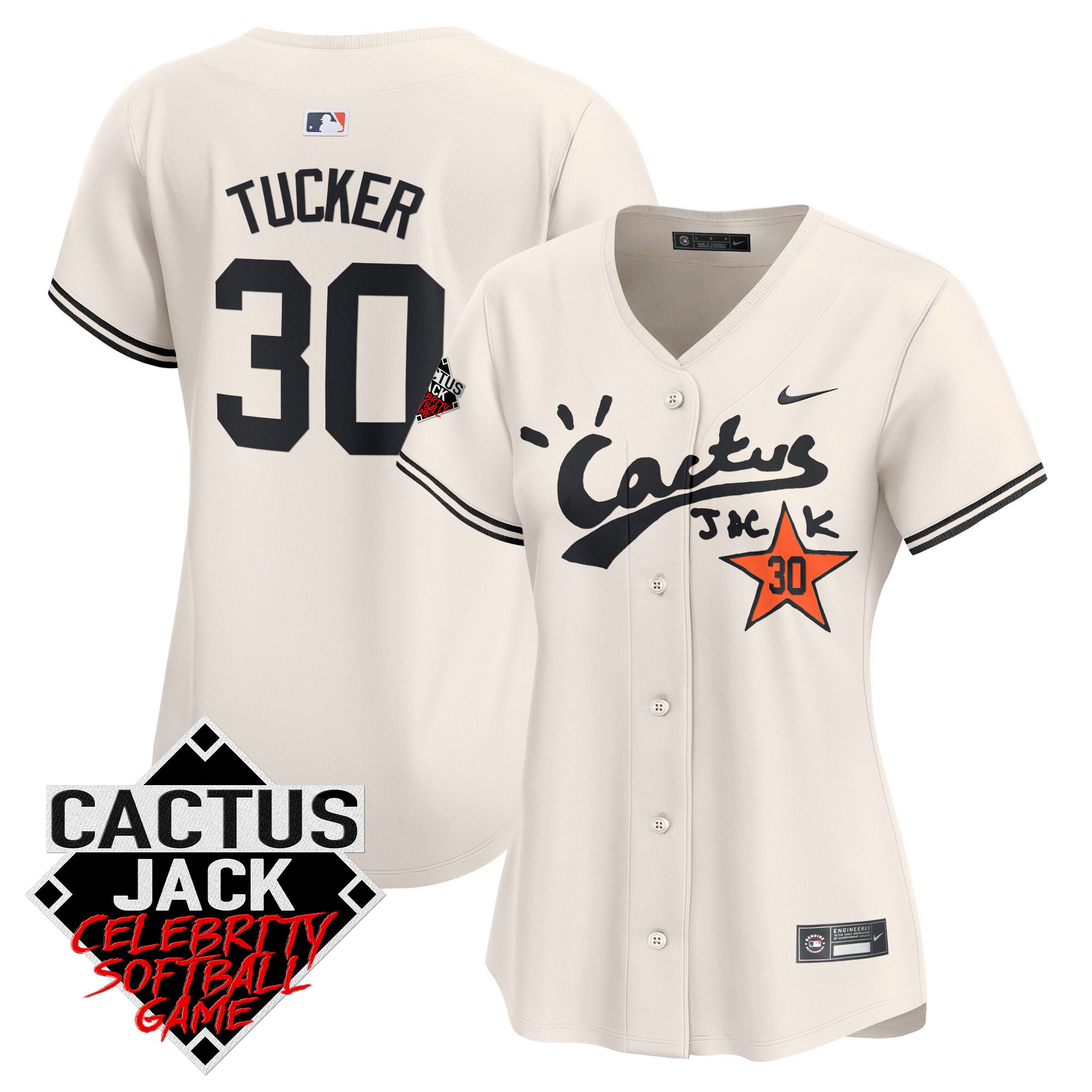 Women's Astros Cactus Jack Celebrity Softball Game Patch Vapor Premier Limited Jersey V2 - All Stitched - Image 8