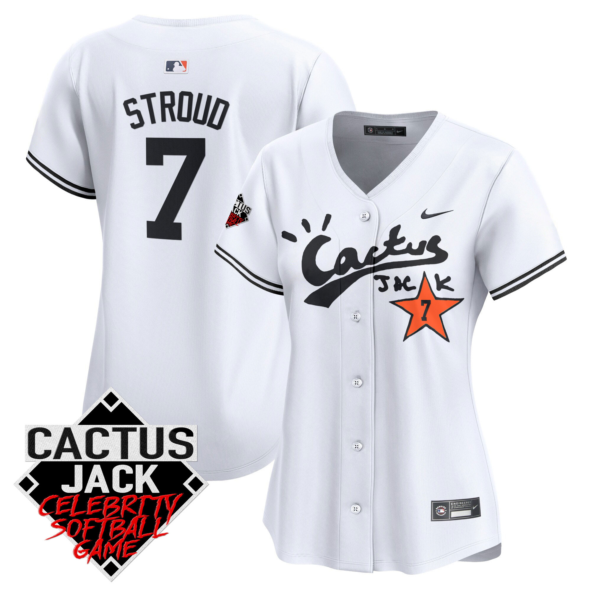 Women's Astros Cactus Jack Celebrity Softball Game Patch Vapor Premier Limited Jersey V2 - All Stitched - Image 10