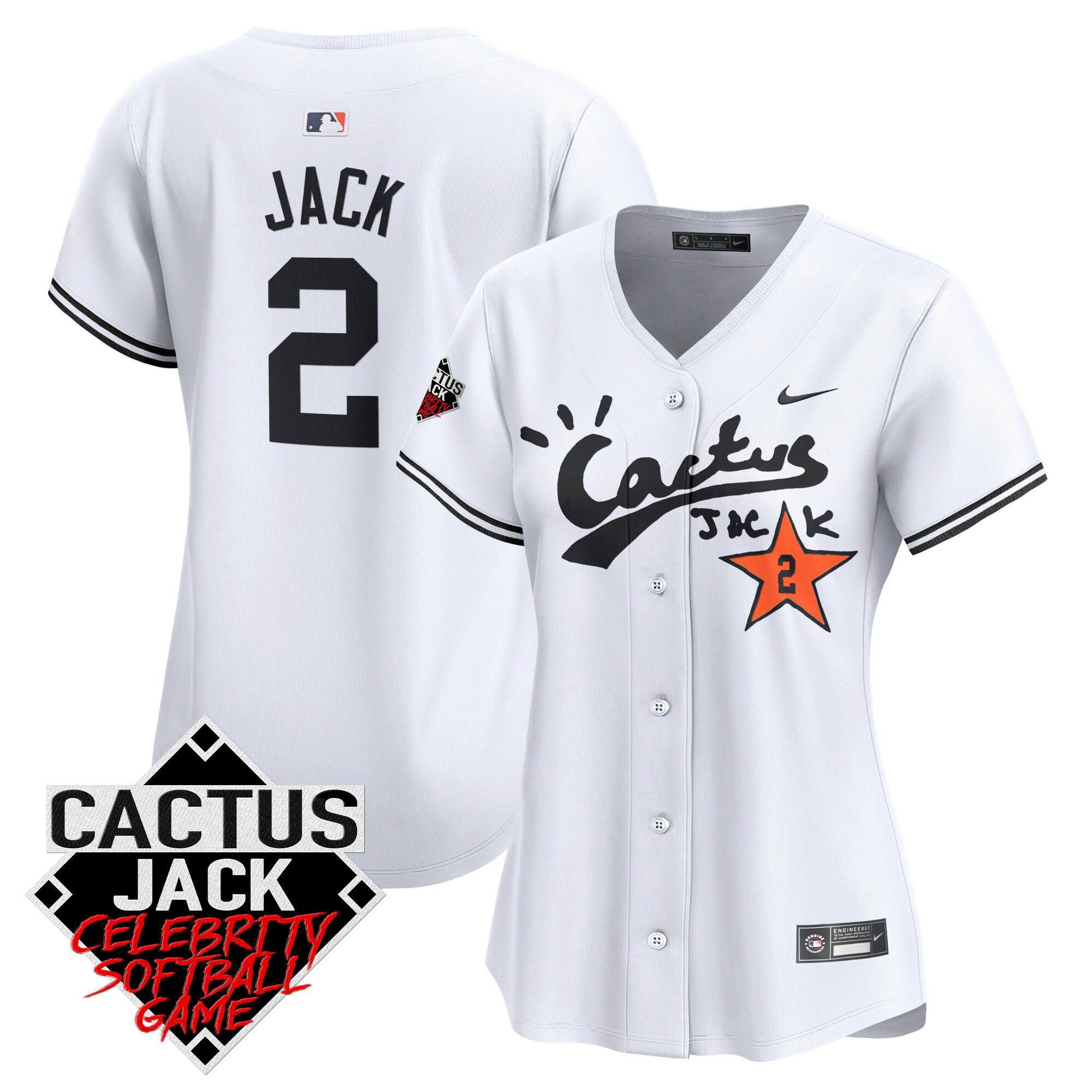 Women's Astros Cactus Jack Celebrity Softball Game Patch Vapor Premier Limited Jersey V2 - All Stitched - Image 11