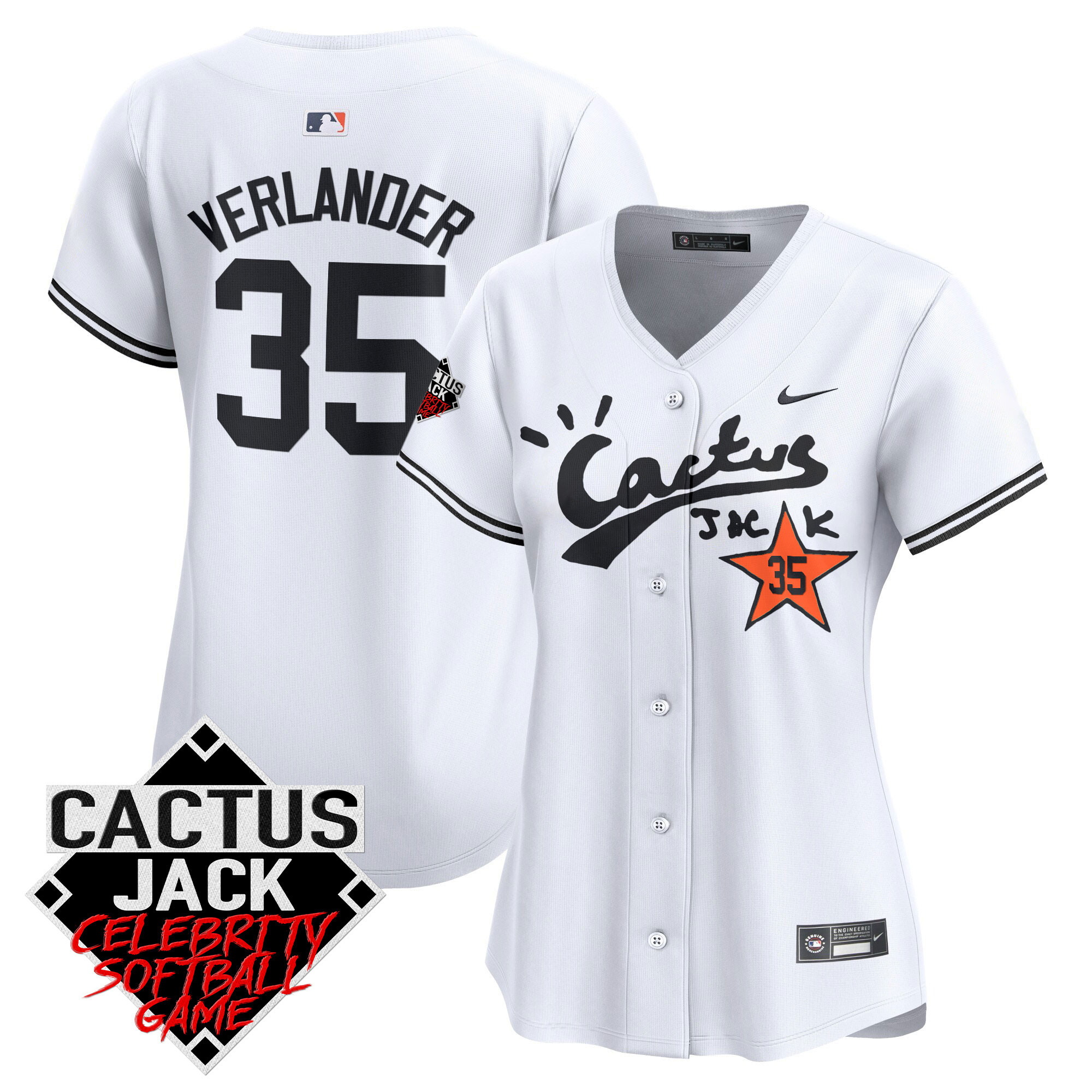 Women's Astros Cactus Jack Celebrity Softball Game Patch Vapor Premier Limited Jersey V2 - All Stitched - Image 16