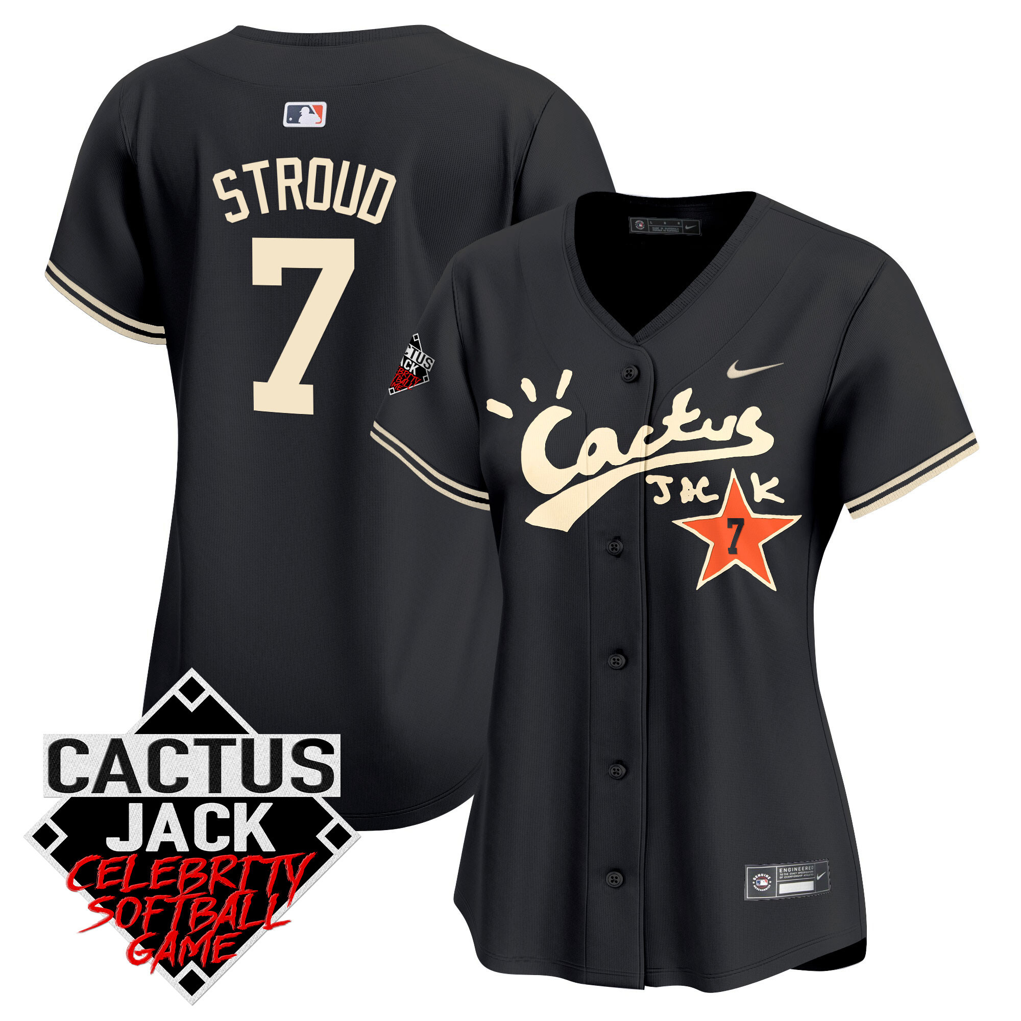 Women's Astros Cactus Jack Celebrity Softball Game Patch Vapor Premier Limited Jersey V2 - All Stitched - Image 19