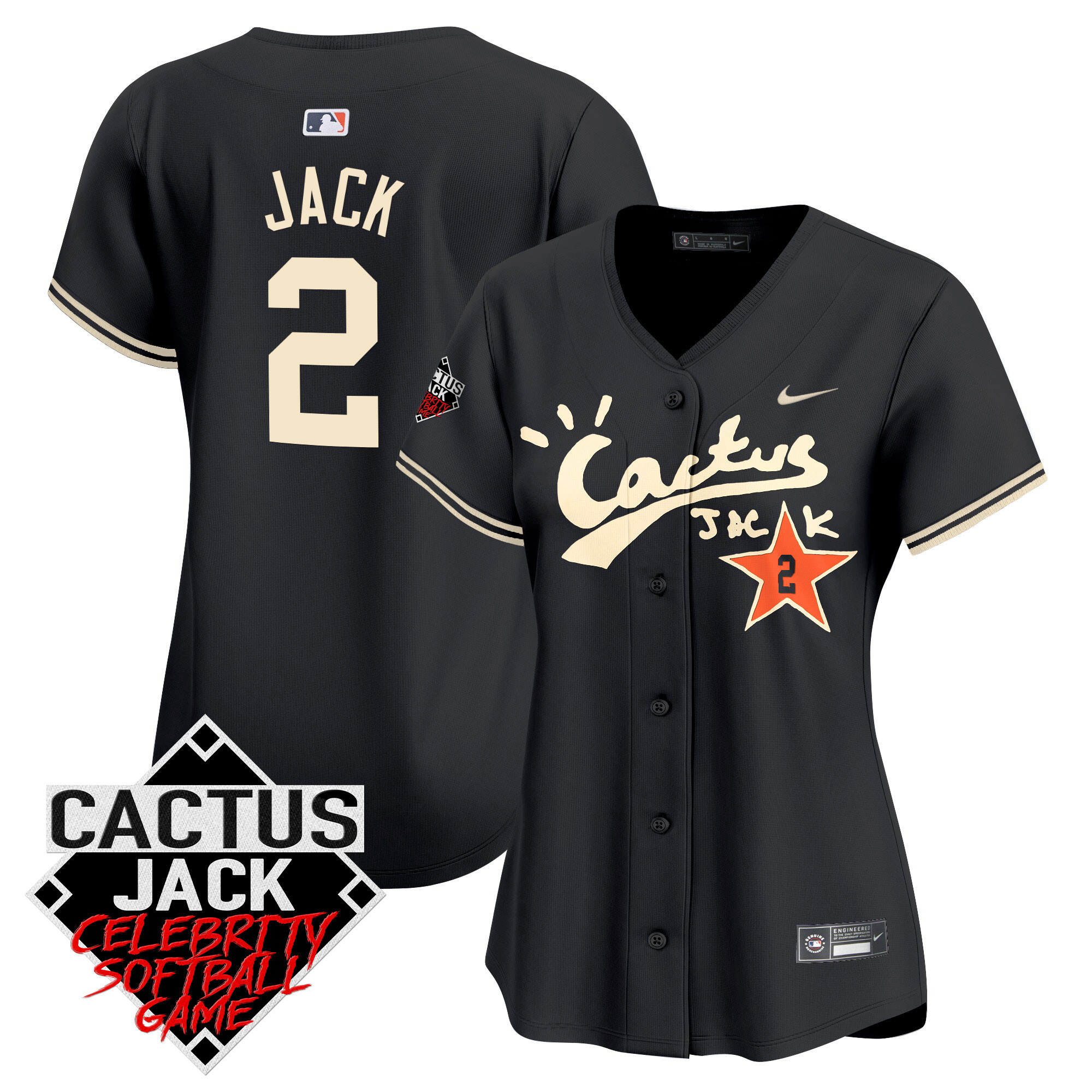 Women's Astros Cactus Jack Celebrity Softball Game Patch Vapor Premier Limited Jersey V2 - All Stitched - Image 20