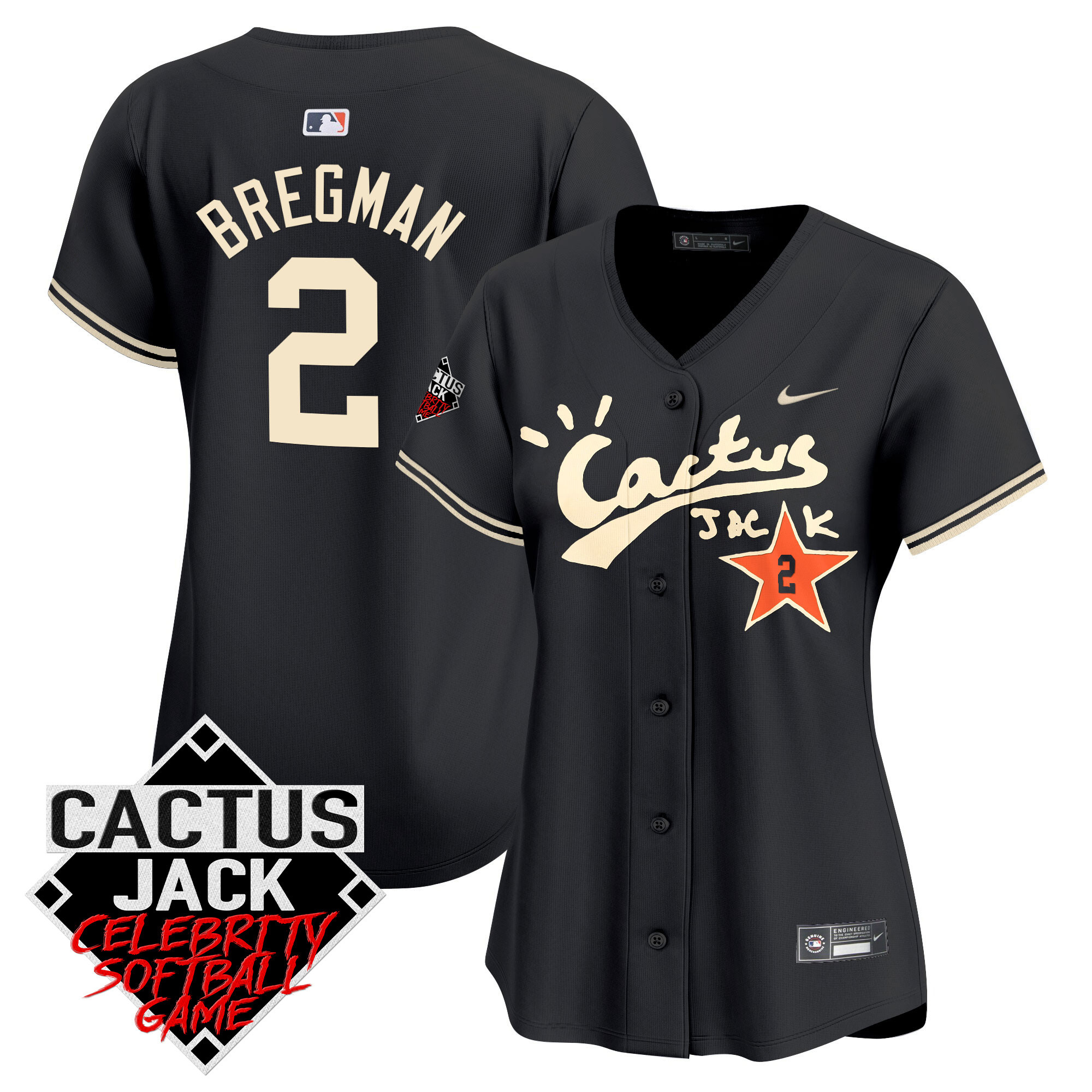 Women's Astros Cactus Jack Celebrity Softball Game Patch Vapor Premier Limited Jersey V2 - All Stitched - Image 22
