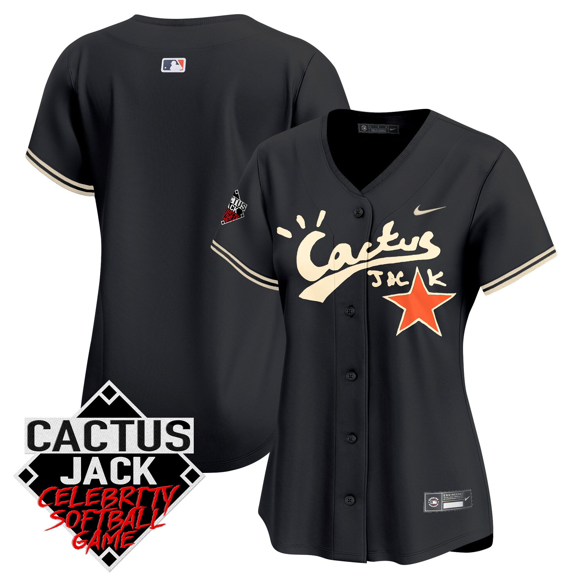 Women's Astros Cactus Jack Celebrity Softball Game Patch Vapor Premier Limited Jersey V2 - All Stitched - Image 27