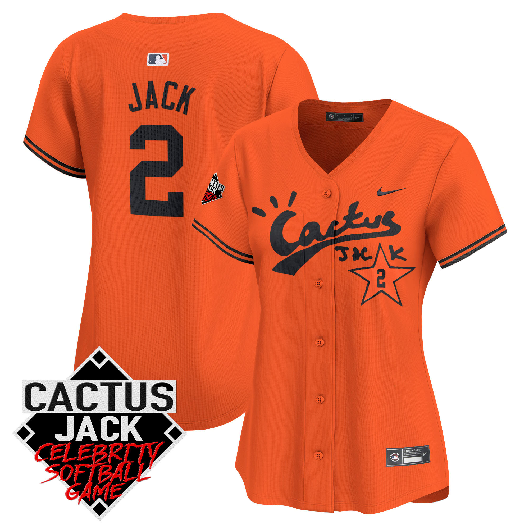 Women's Astros Cactus Jack Celebrity Softball Game Patch Vapor Premier Limited Jersey V2 - All Stitched - Image 29