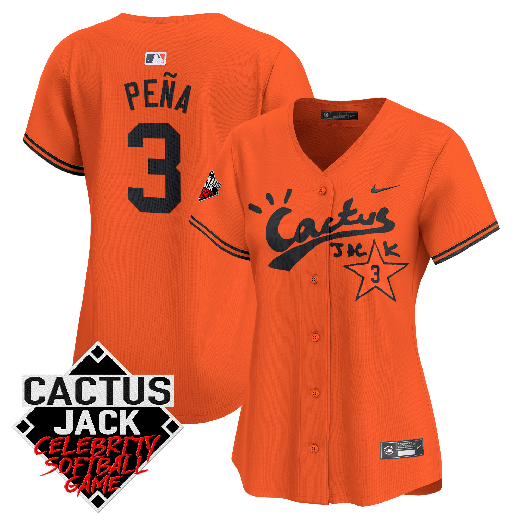 Women's Astros Cactus Jack Celebrity Softball Game Patch Vapor Premier Limited Jersey V2 - All Stitched - Image 30