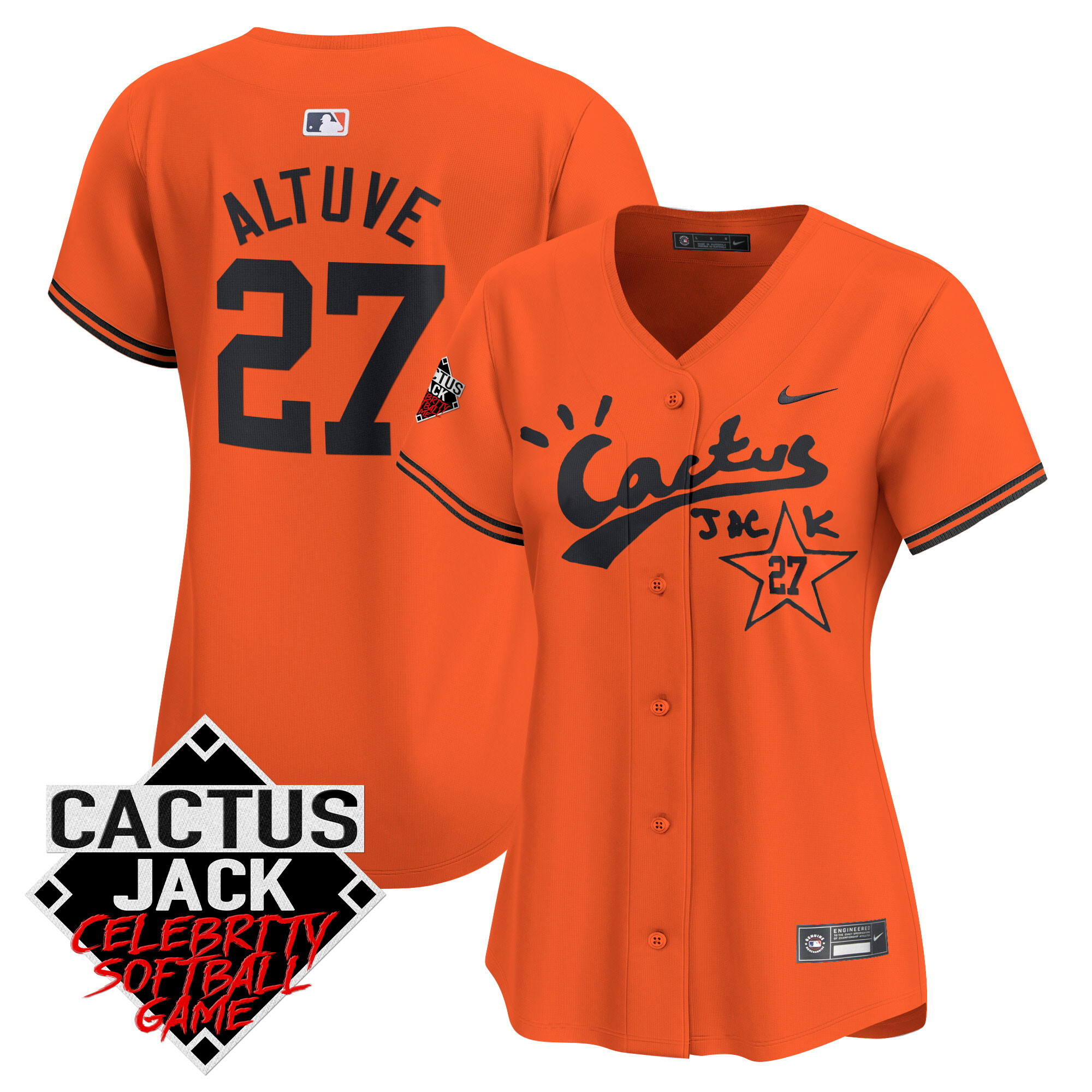 Women's Astros Cactus Jack Celebrity Softball Game Patch Vapor Premier Limited Jersey V2 - All Stitched - Image 32