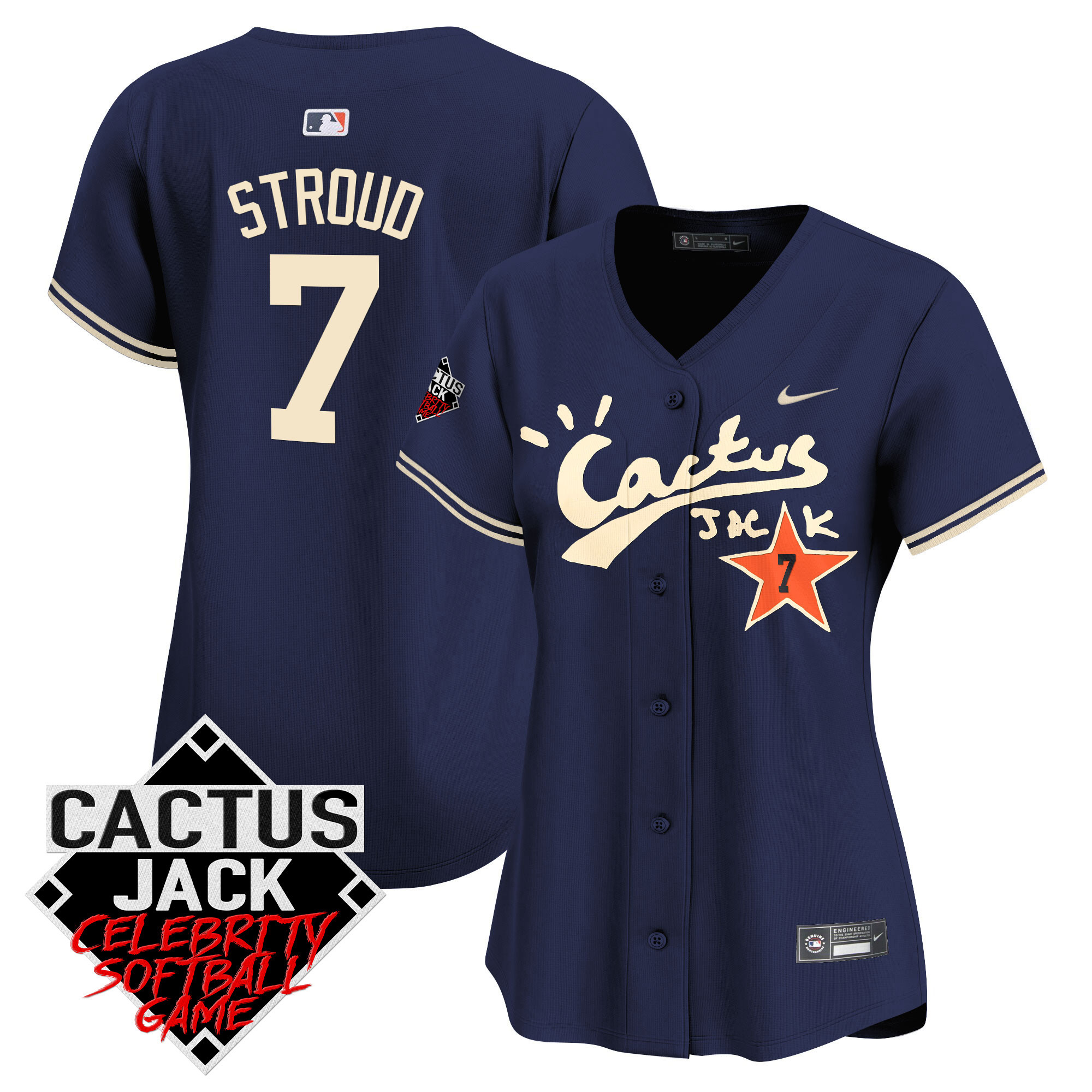 Women's Astros Cactus Jack Celebrity Softball Game Patch Vapor Premier Limited Jersey V2 - All Stitched - Image 37