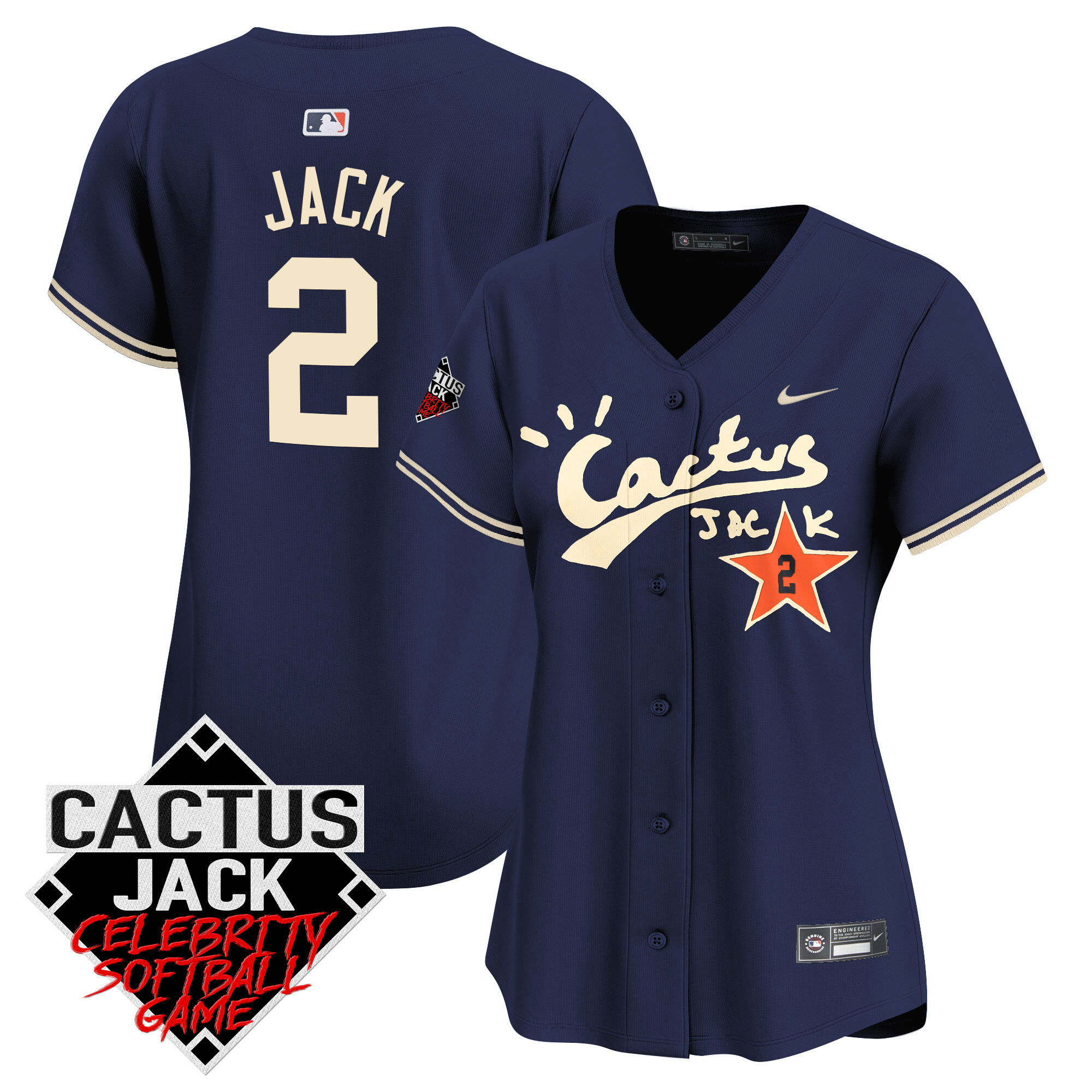 Women's Astros Cactus Jack Celebrity Softball Game Patch Vapor Premier Limited Jersey V2 - All Stitched - Image 38