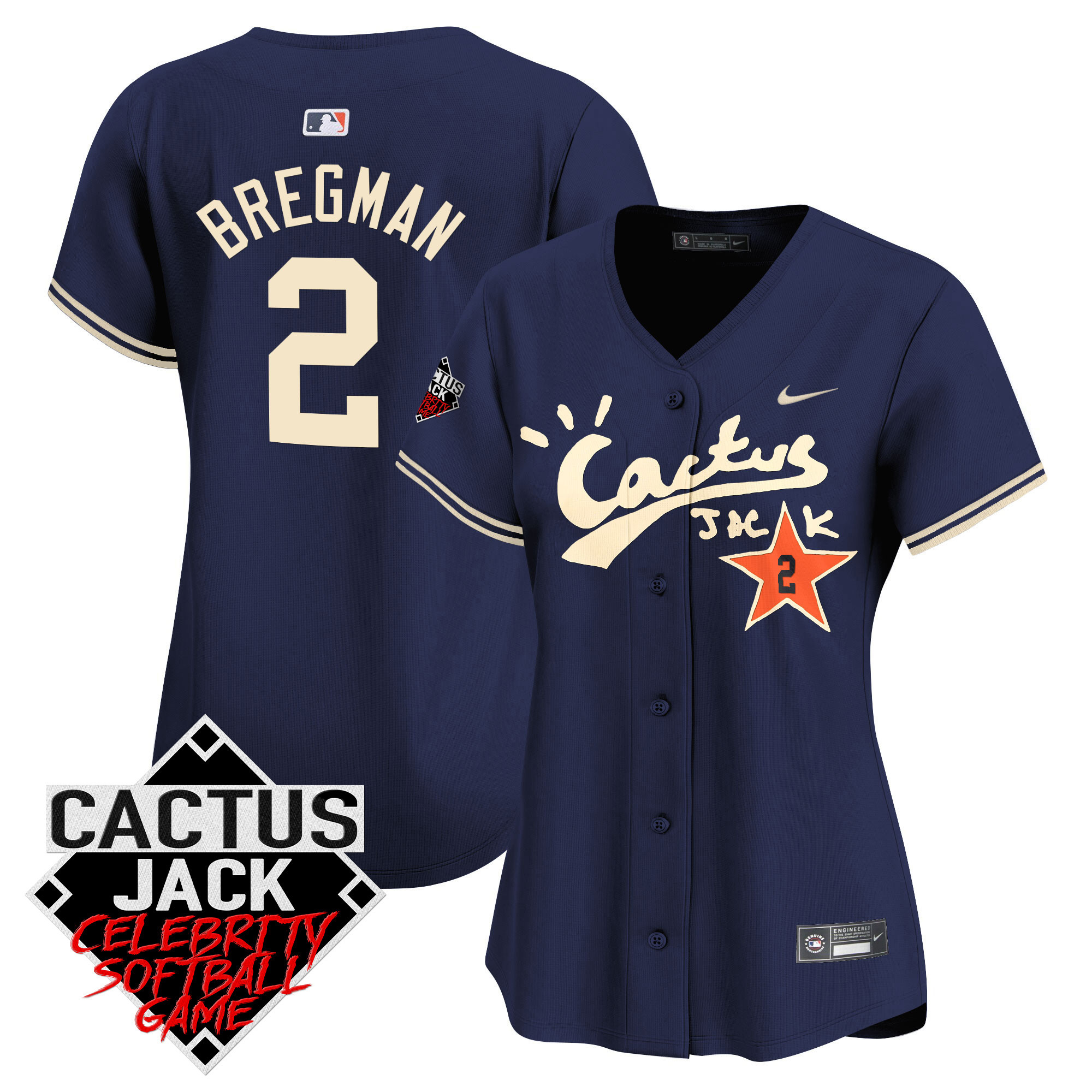 Women's Astros Cactus Jack Celebrity Softball Game Patch Vapor Premier Limited Jersey V2 - All Stitched - Image 40