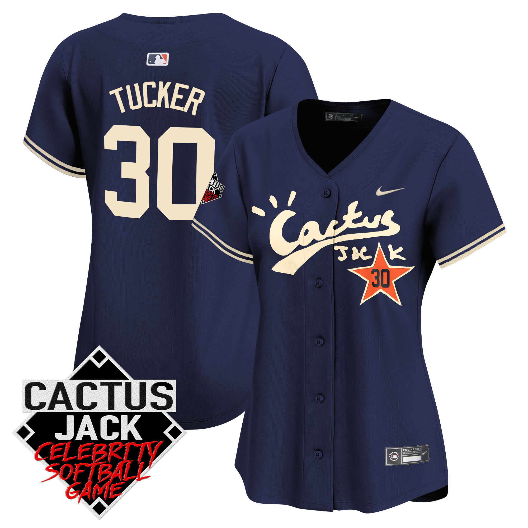 Women's Astros Cactus Jack Celebrity Softball Game Patch Vapor Premier Limited Jersey V2 - All Stitched - Image 44