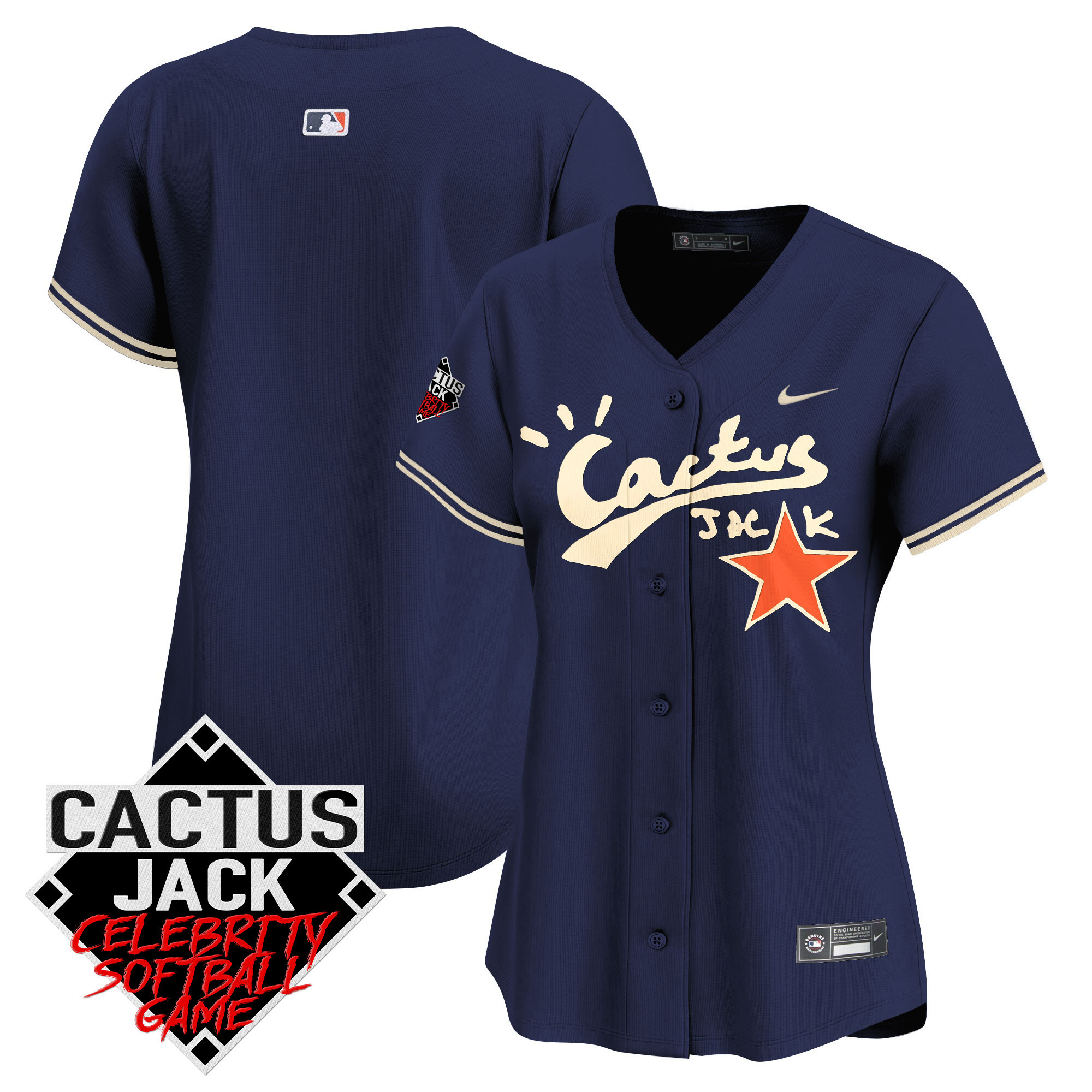 Women's Astros Cactus Jack Celebrity Softball Game Patch Vapor Premier Limited Jersey V2 - All Stitched - Image 45