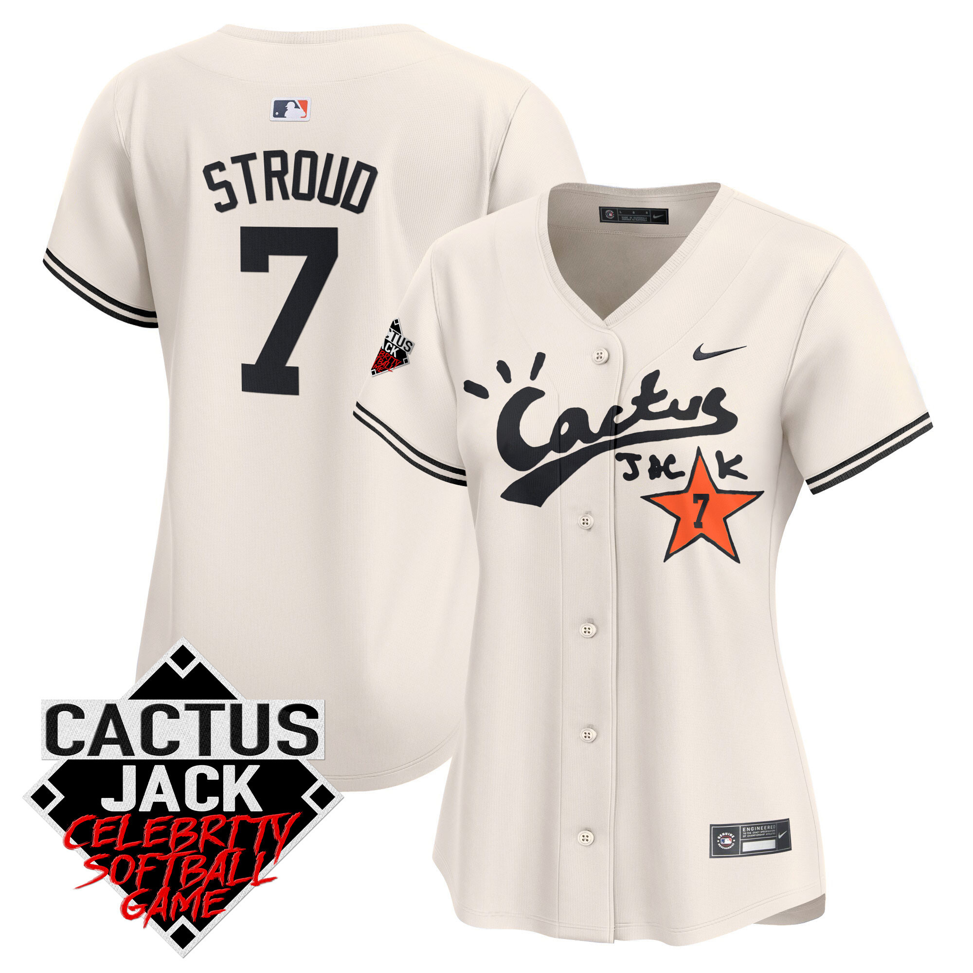 Women's Astros Cactus Jack Celebrity Softball Game Patch Vapor Premier Limited Jersey V2 - All Stitched