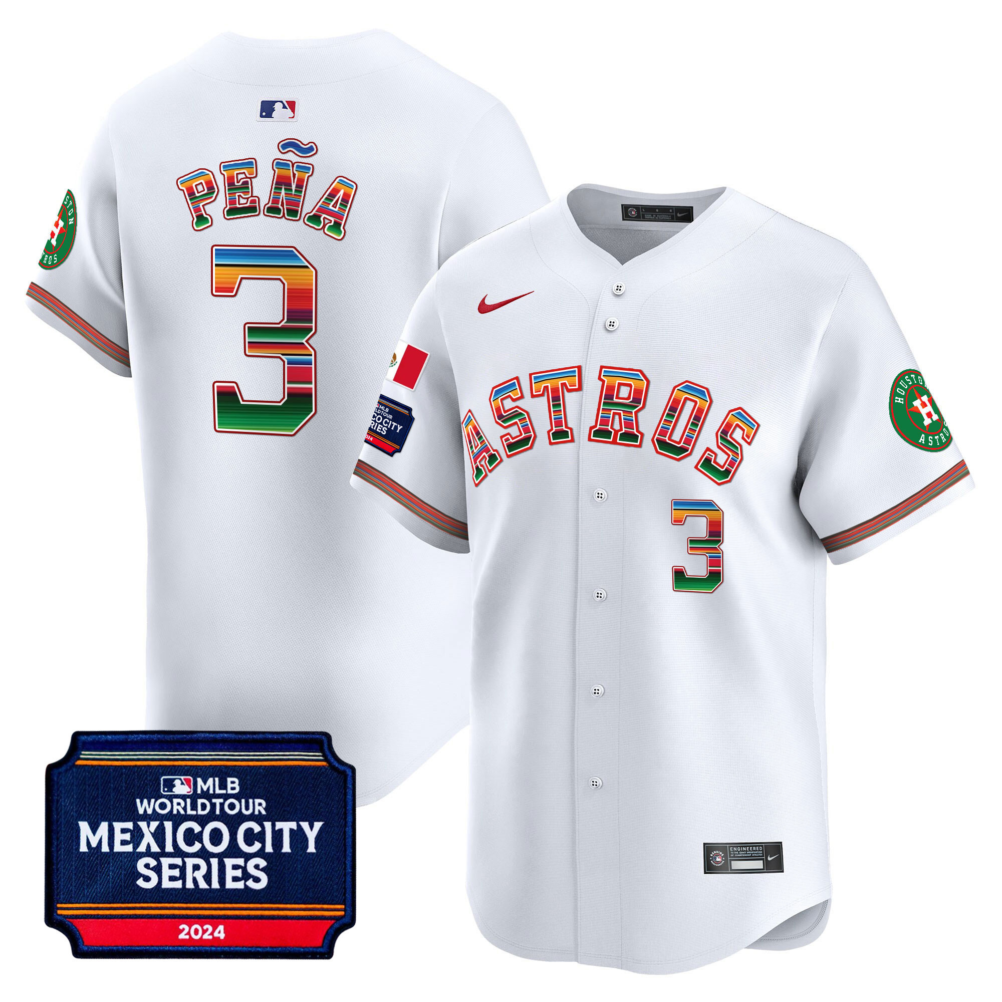 Men's Houston Astros 2024 Mexico City Series Patch Vapor Premier Limited Jersey - All Stitched - Image 9