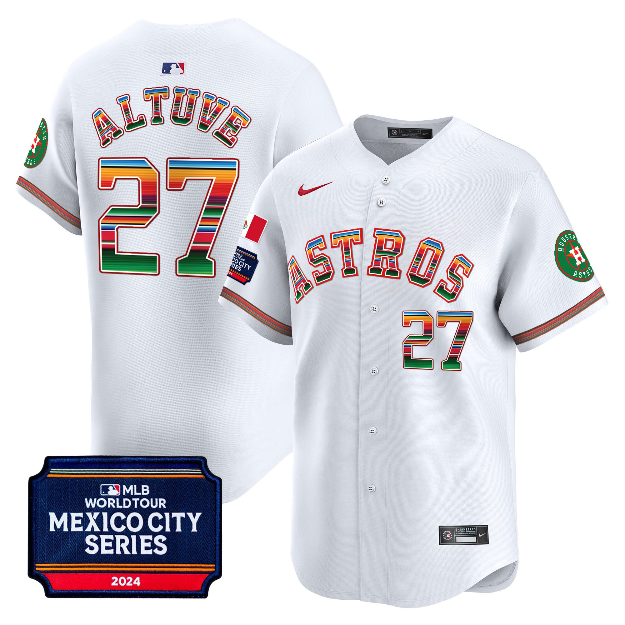 Men's Houston Astros 2024 Mexico City Series Patch Vapor Premier Limited Jersey - All Stitched - Image 11