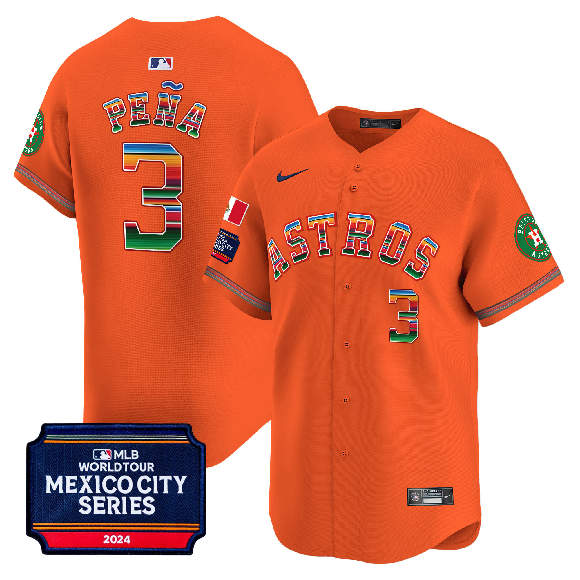 Men's Houston Astros 2024 Mexico City Series Patch Vapor Premier Limited Jersey - All Stitched - Image 17