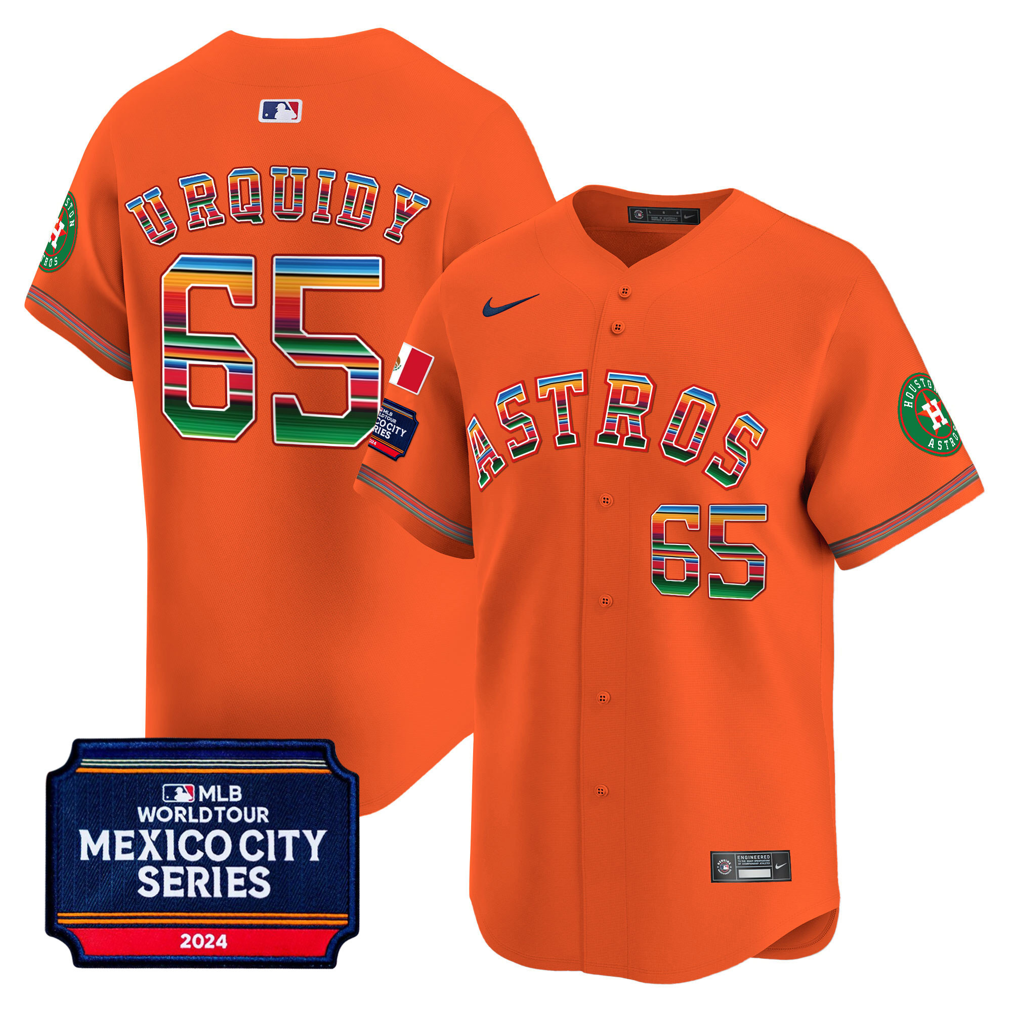 Men's Houston Astros 2024 Mexico City Series Patch Vapor Premier Limited Jersey - All Stitched - Image 23