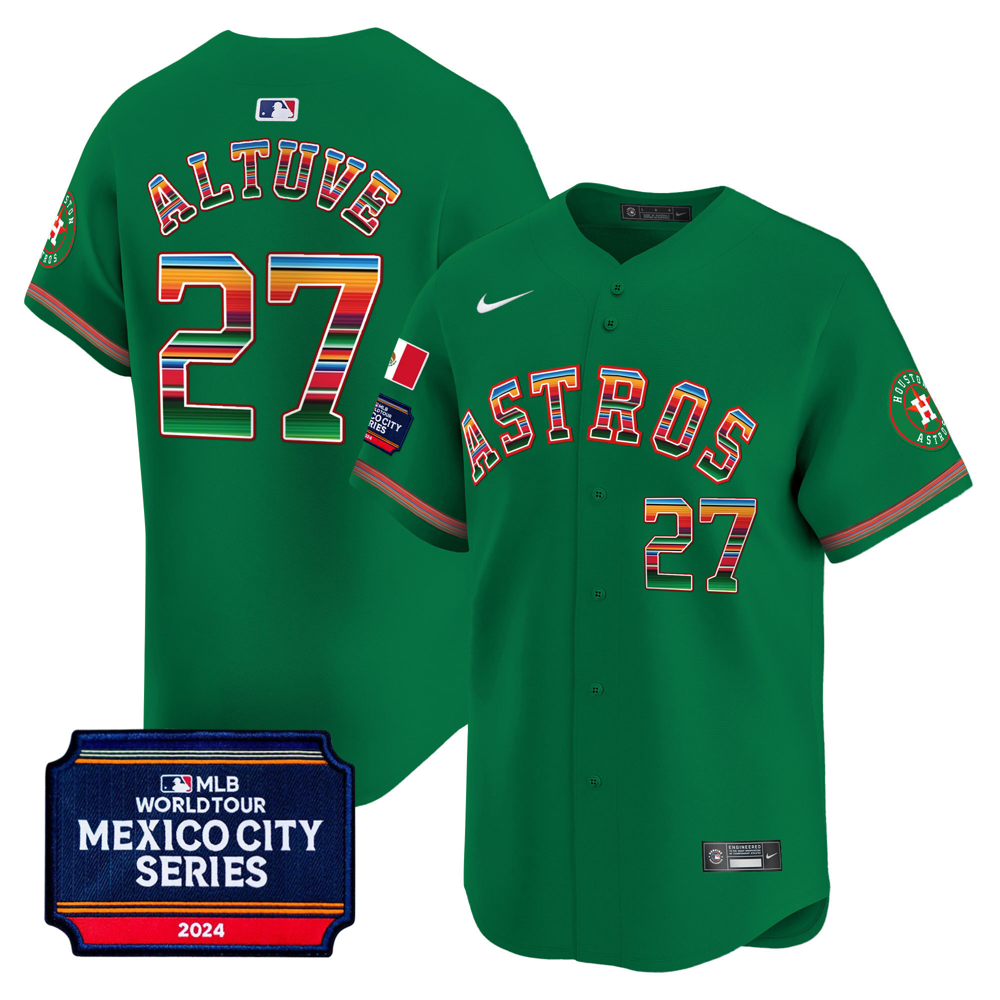 Men's Houston Astros 2024 Mexico City Series Patch Vapor Premier Limited Jersey - All Stitched - Image 27