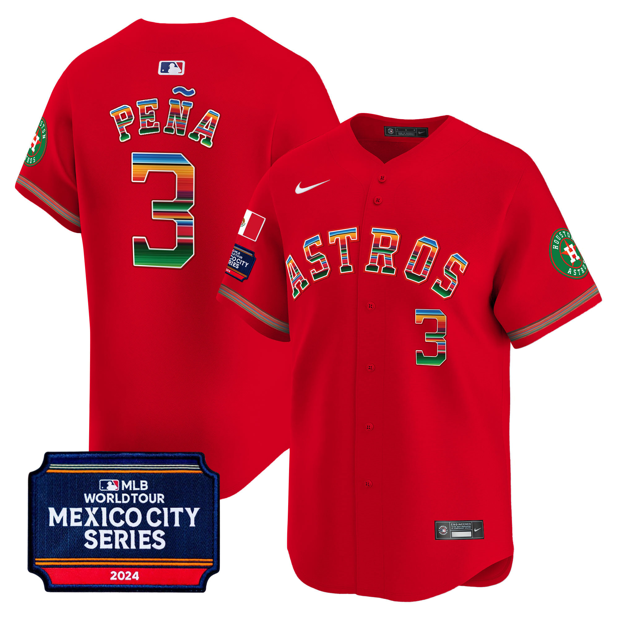 Men's Houston Astros 2024 Mexico City Series Patch Vapor Premier Limited Jersey - All Stitched - Image 33