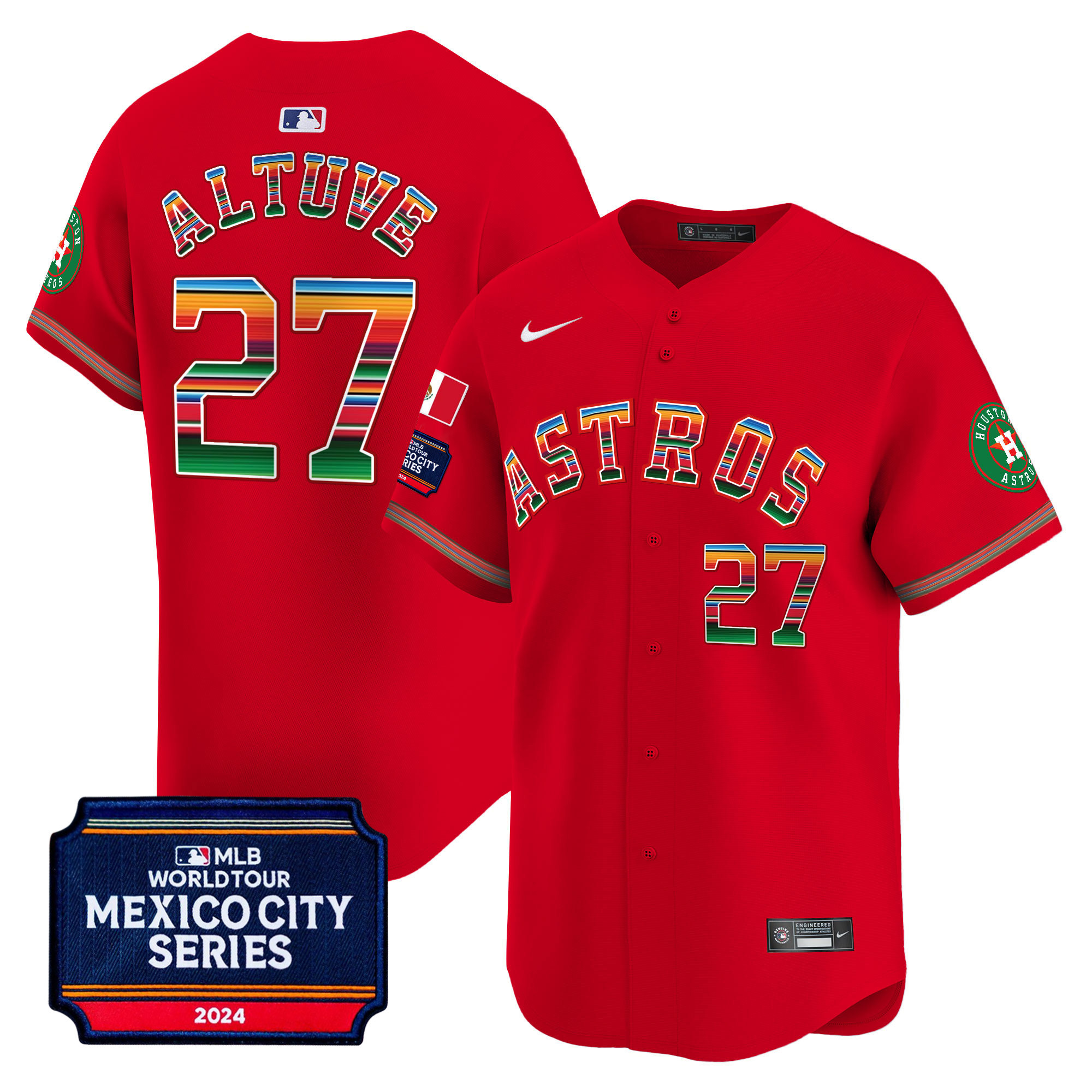 Men's Houston Astros 2024 Mexico City Series Patch Vapor Premier Limited Jersey - All Stitched - Image 35