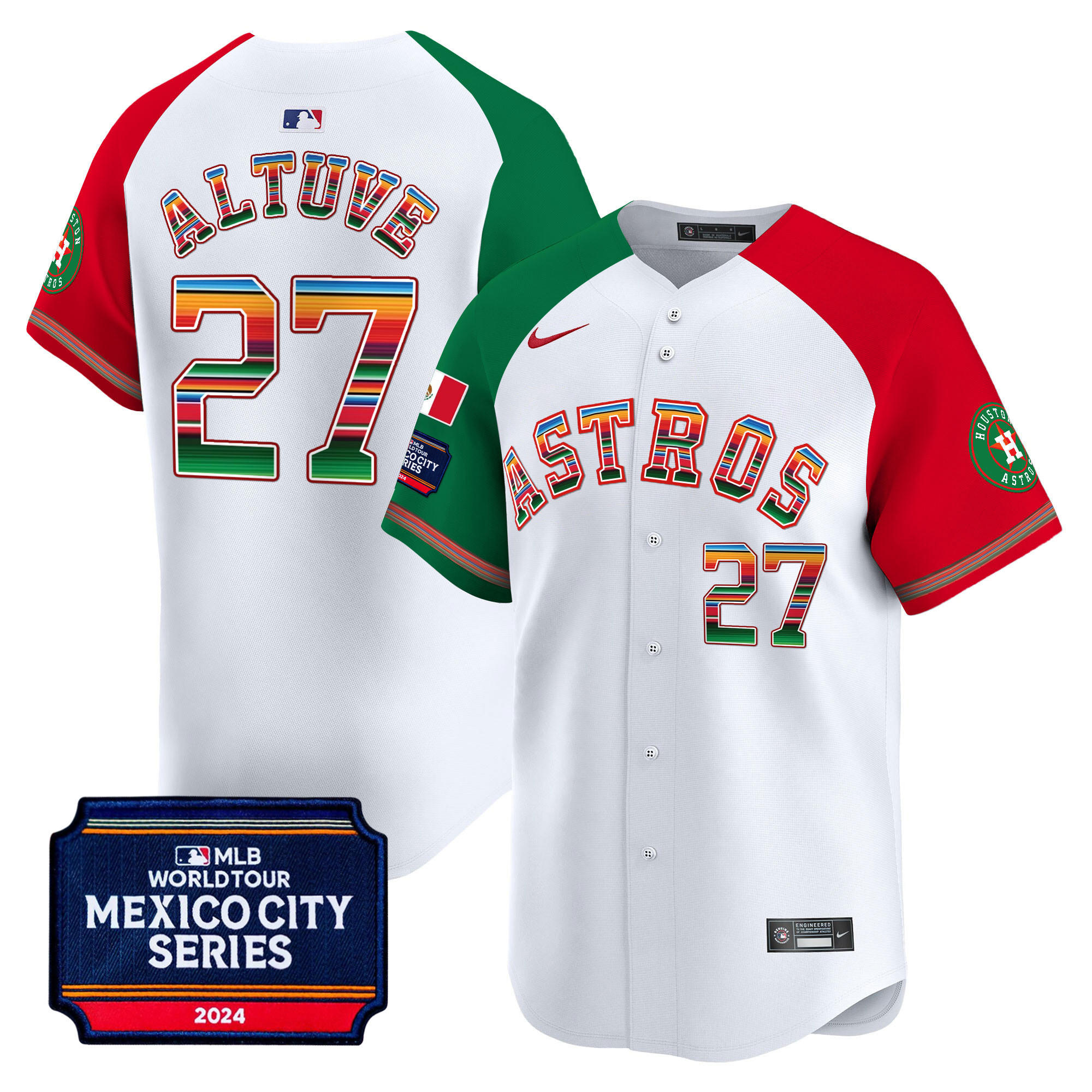 Men's Houston Astros 2024 Mexico City Series Patch Vapor Premier Limited Jersey - All Stitched - Image 43