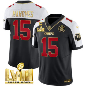 Men's Chiefs Super Bowl LVIII Gold Patch Vapor Jersey - All Stitched