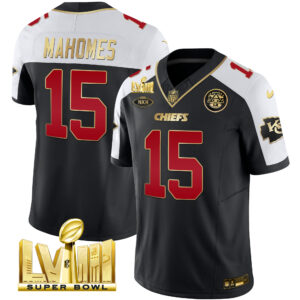 Men's Chiefs Super Bowl LVIII Gold Patch Vapor Jersey V2 - All Stitched