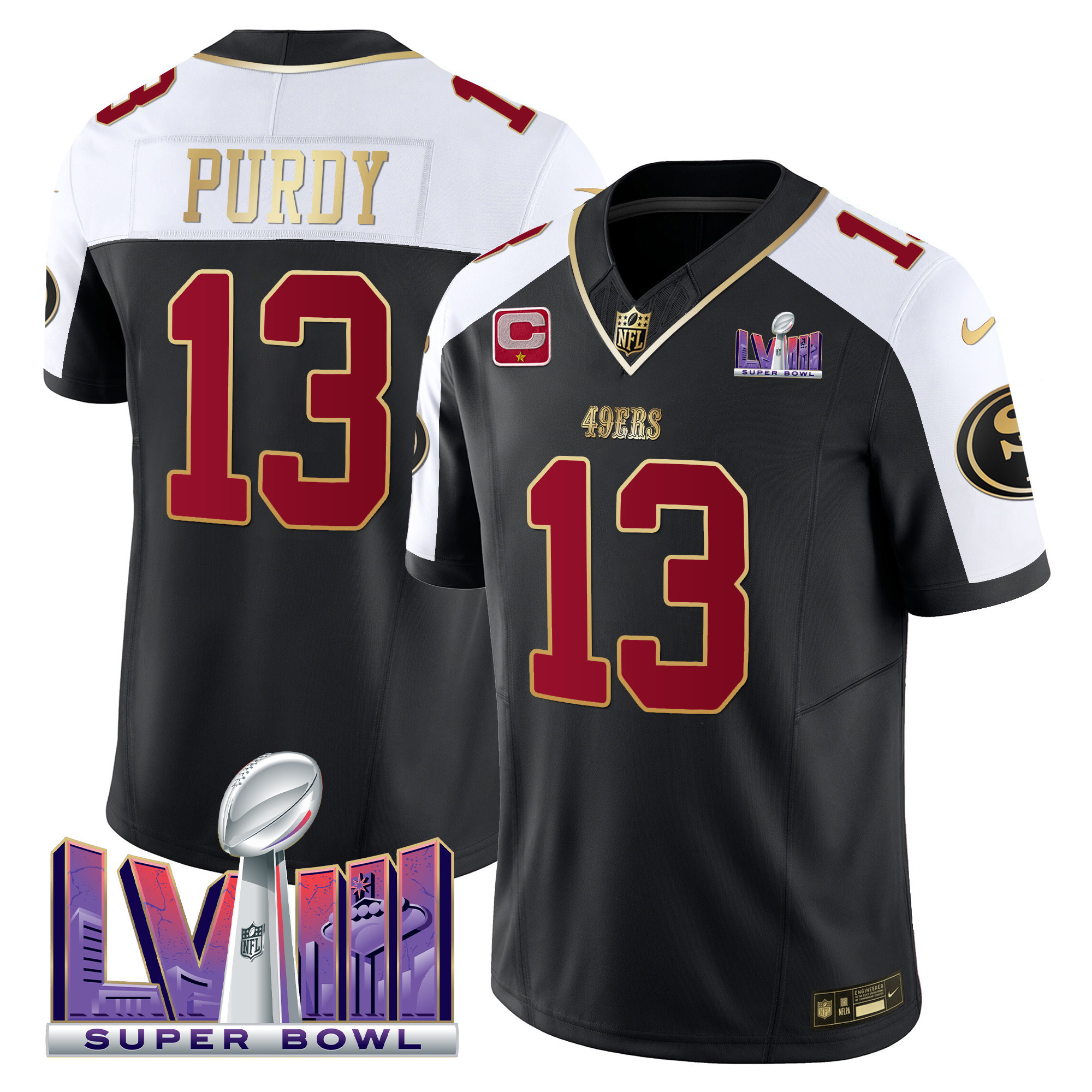 Men's 49ers Super Bowl LVIII Patch Vapor Jersey - All Stitched - Image 3