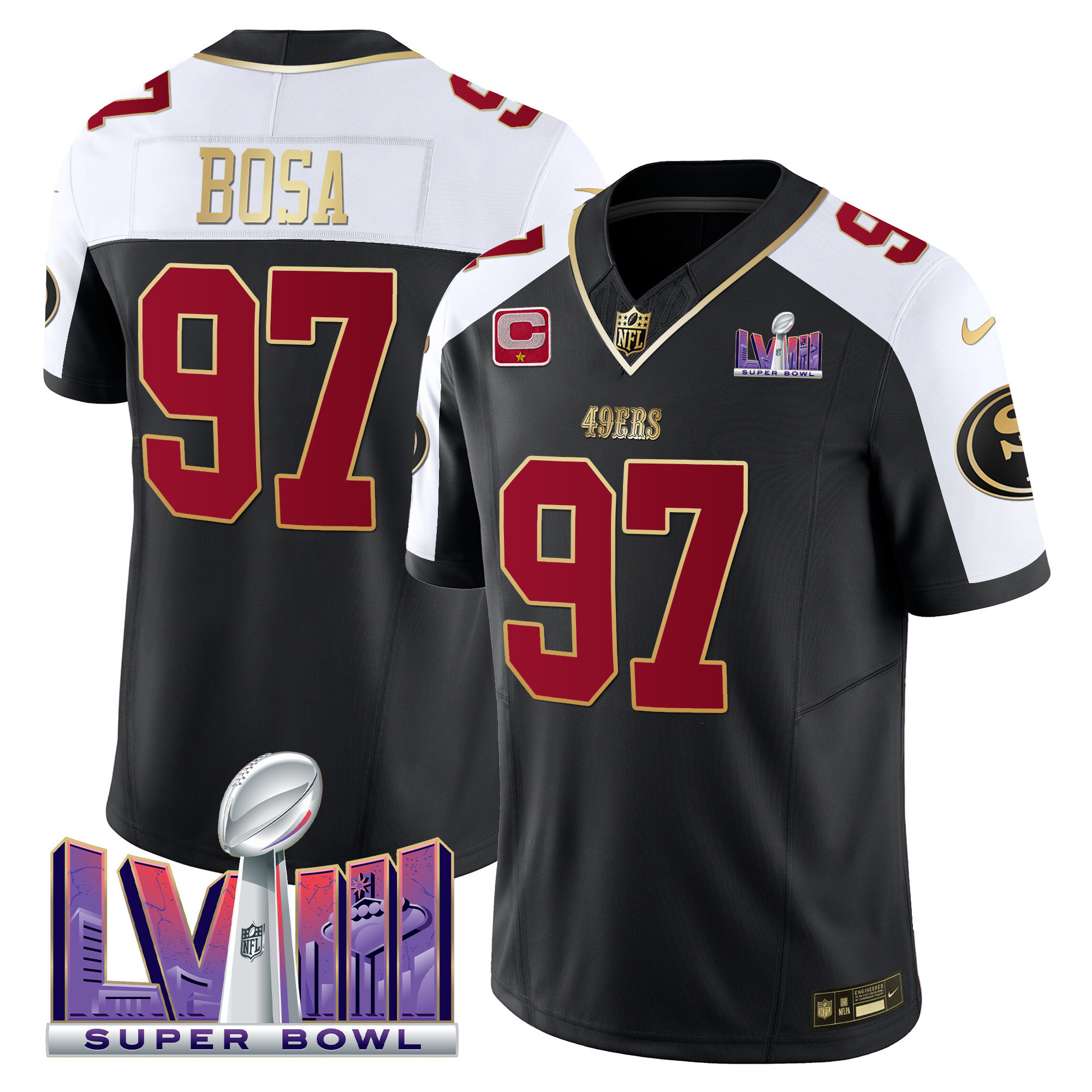 Men's 49ers Super Bowl LVIII Patch Vapor Jersey - All Stitched - Image 7