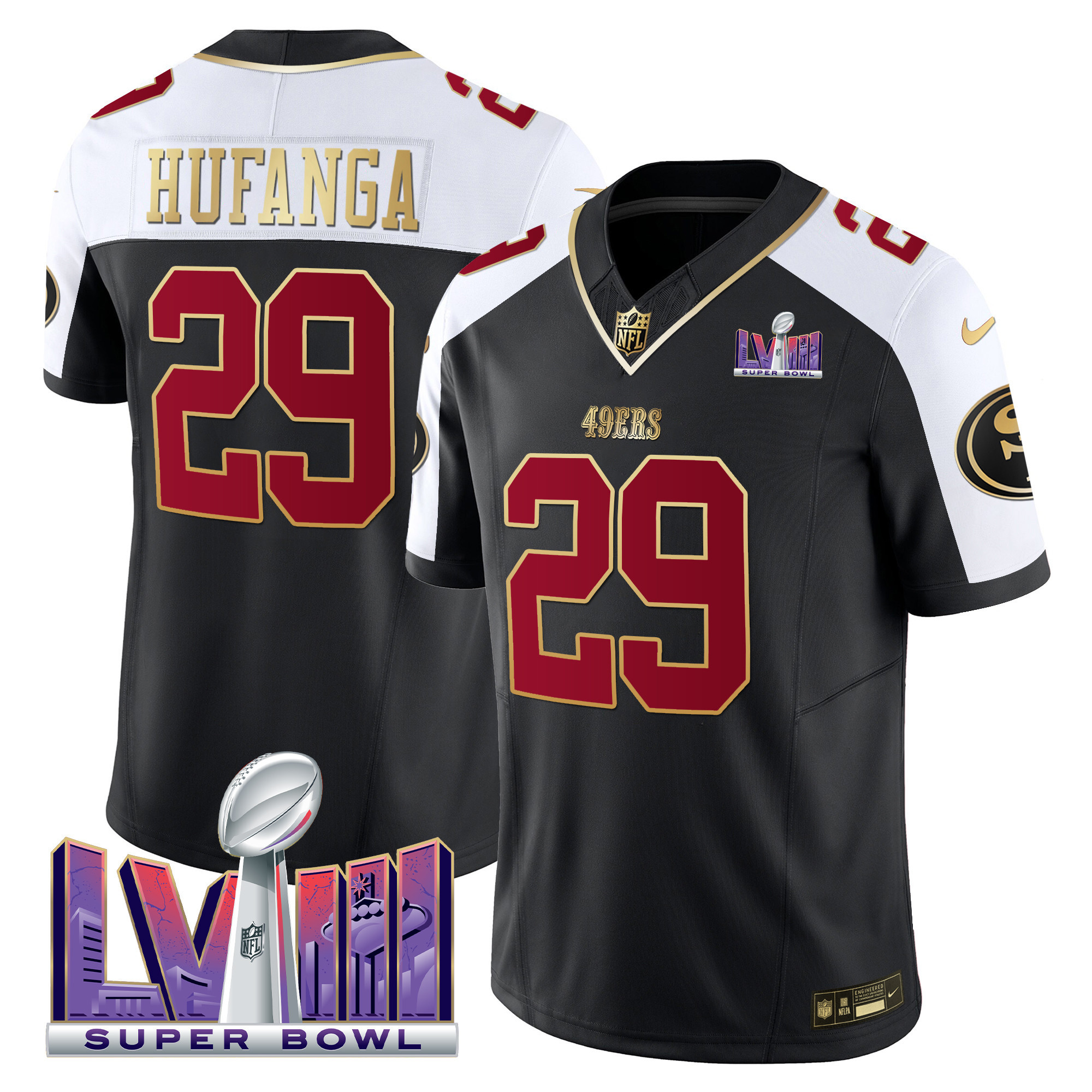Men's 49ers Super Bowl LVIII Patch Vapor Jersey - All Stitched - Image 10