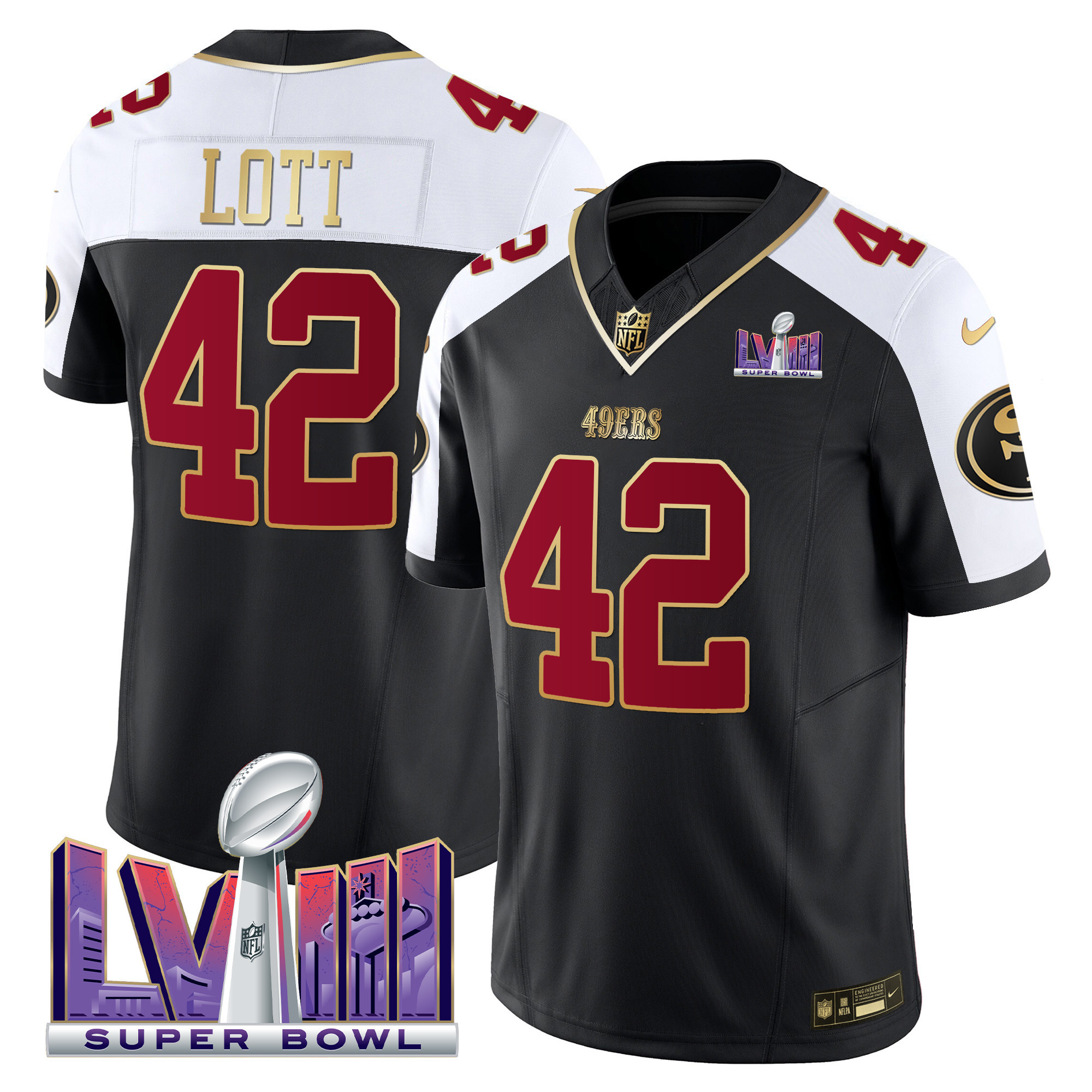 Men's 49ers Super Bowl LVIII Patch Vapor Jersey - All Stitched - Image 9