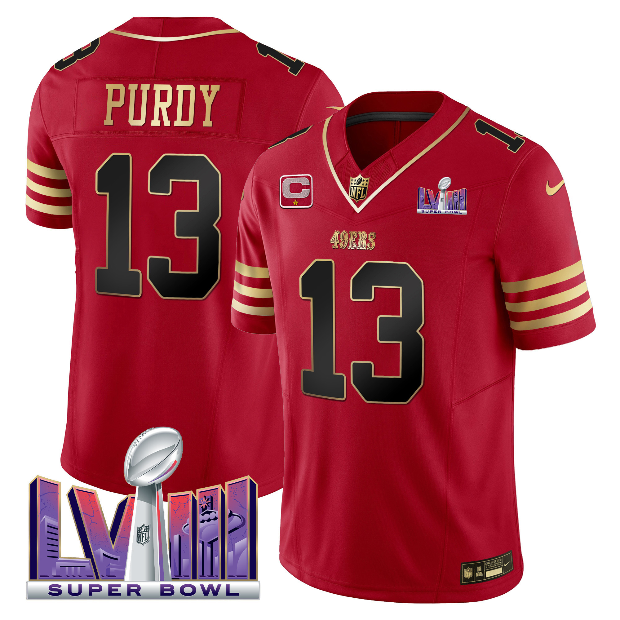 Men's 49ers Super Bowl LVIII Patch Vapor Jersey - All Stitched - Image 13