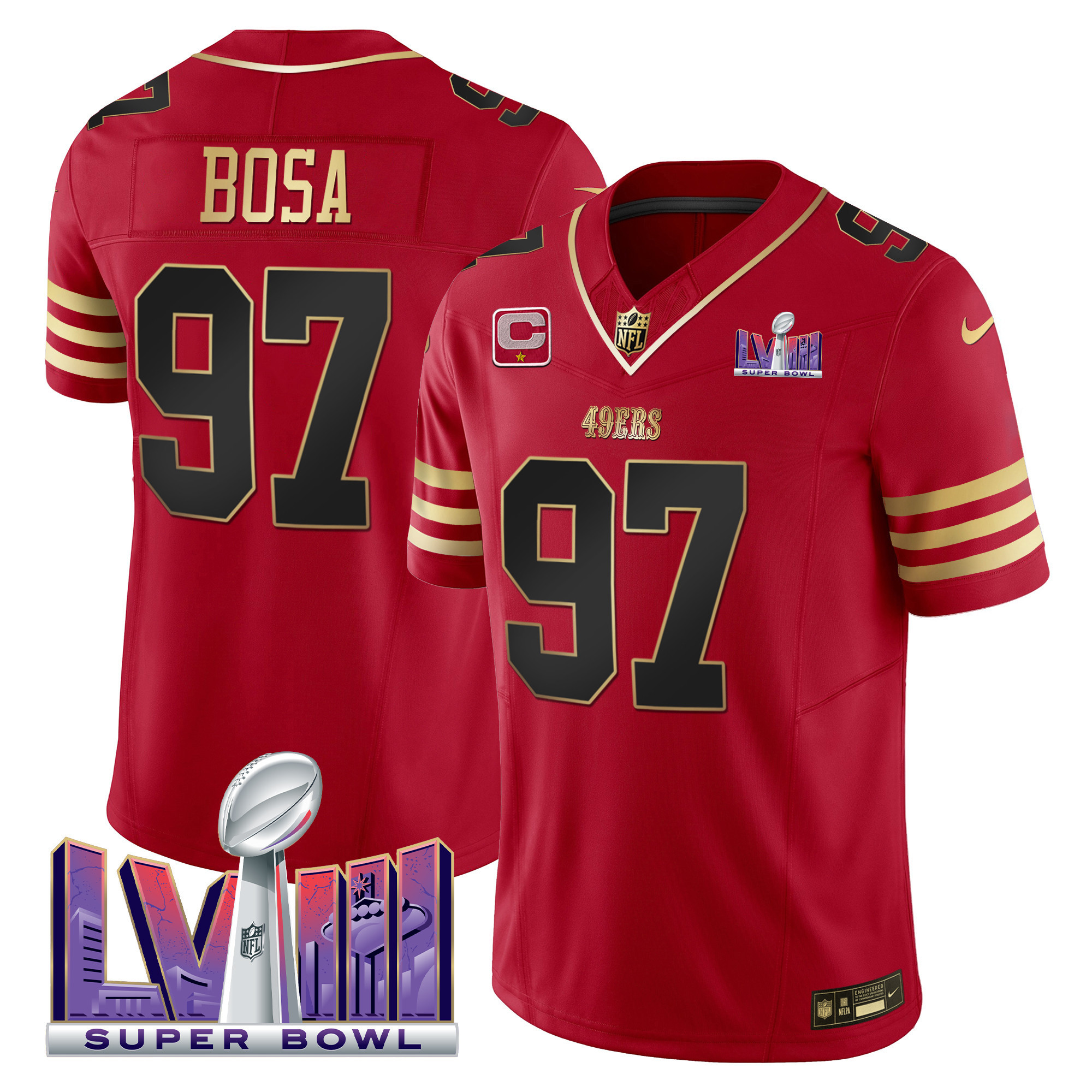 Men's 49ers Super Bowl LVIII Patch Vapor Jersey - All Stitched - Image 17