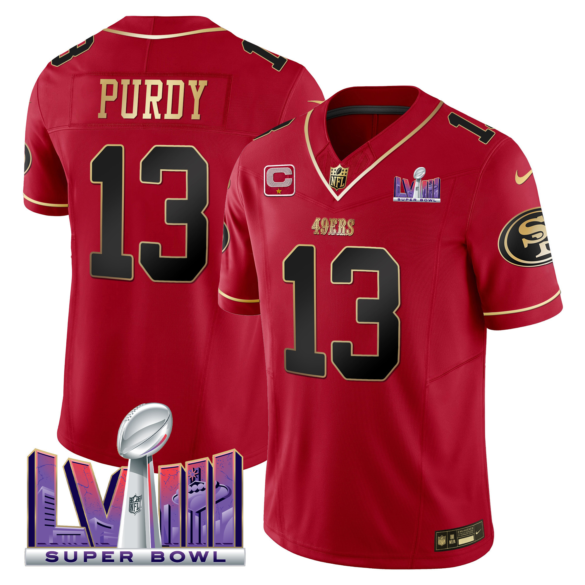 Men's 49ers Super Bowl LVIII Patch Vapor Jersey - All Stitched - Image 23