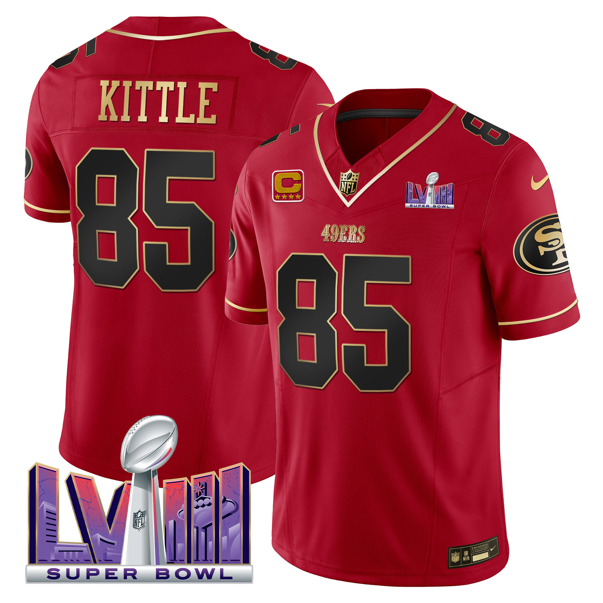 Men's 49ers Super Bowl LVIII Patch Vapor Jersey - All Stitched - Image 24