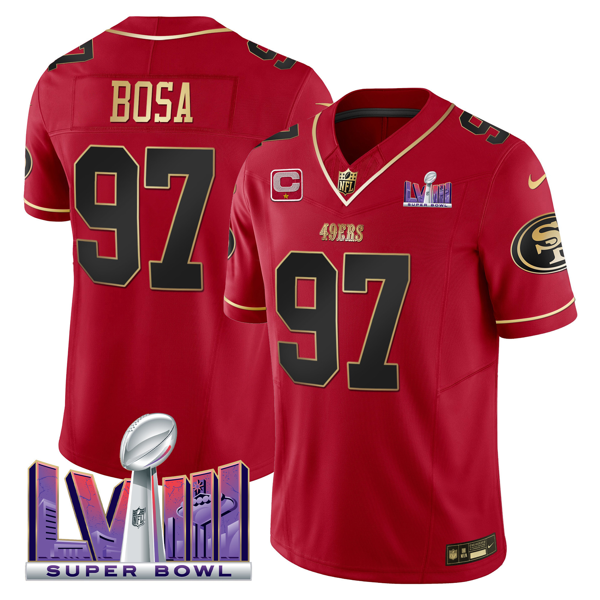 Men's 49ers Super Bowl LVIII Patch Vapor Jersey - All Stitched - Image 27