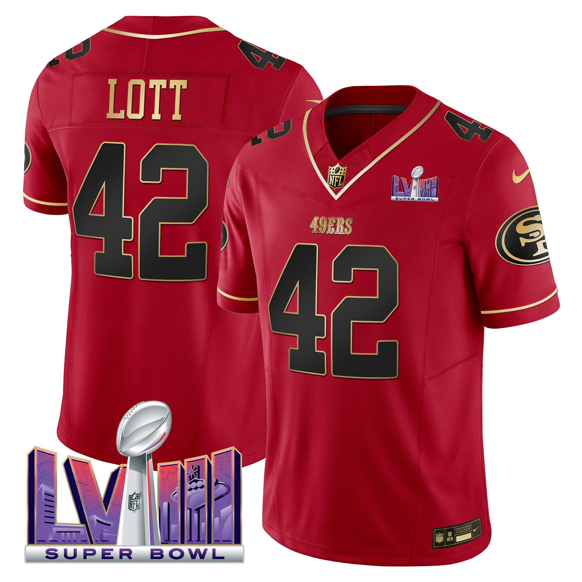 Men's 49ers Super Bowl LVIII Patch Vapor Jersey - All Stitched - Image 29