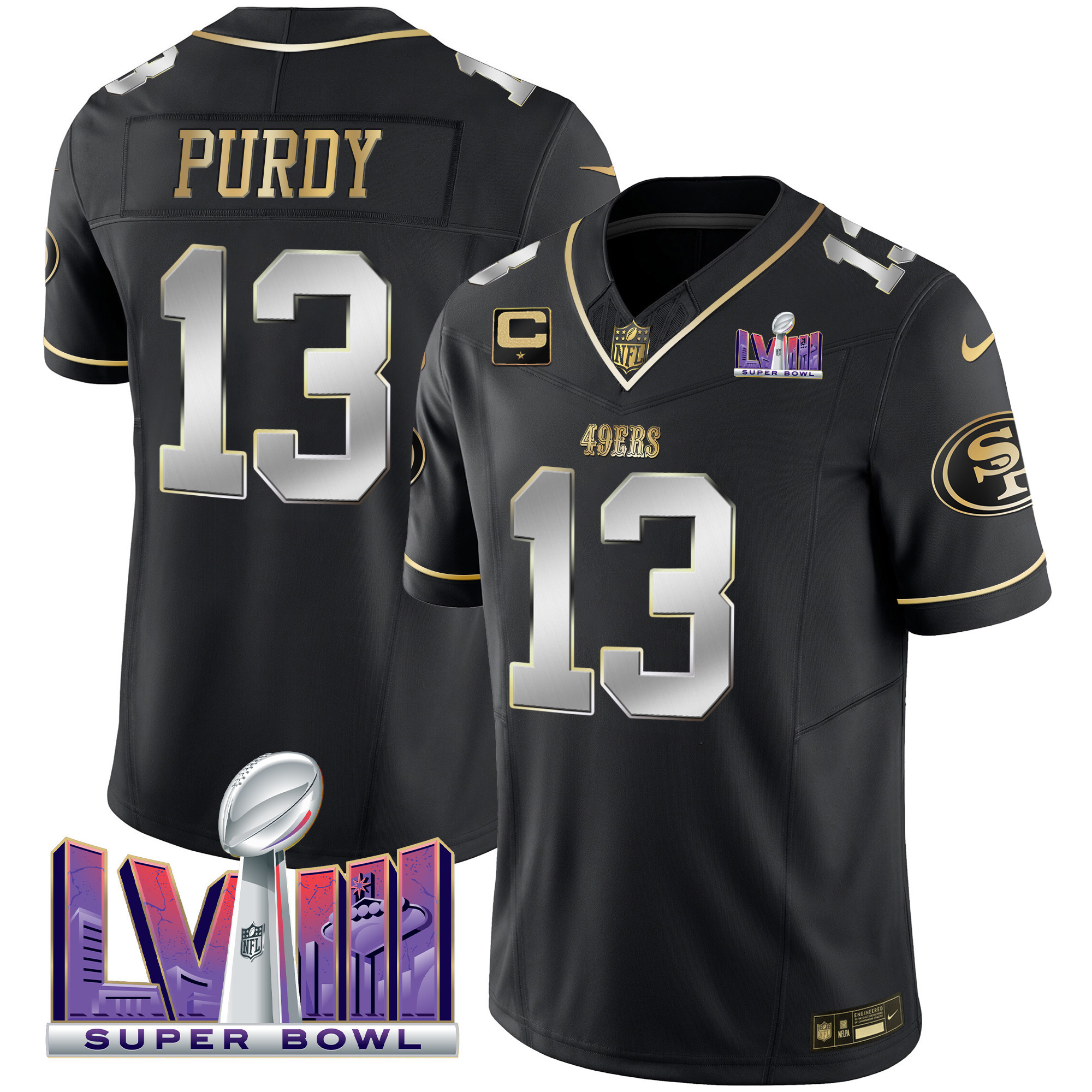 Men's 49ers Super Bowl LVIII Patch Vapor Jersey - All Stitched - Image 33