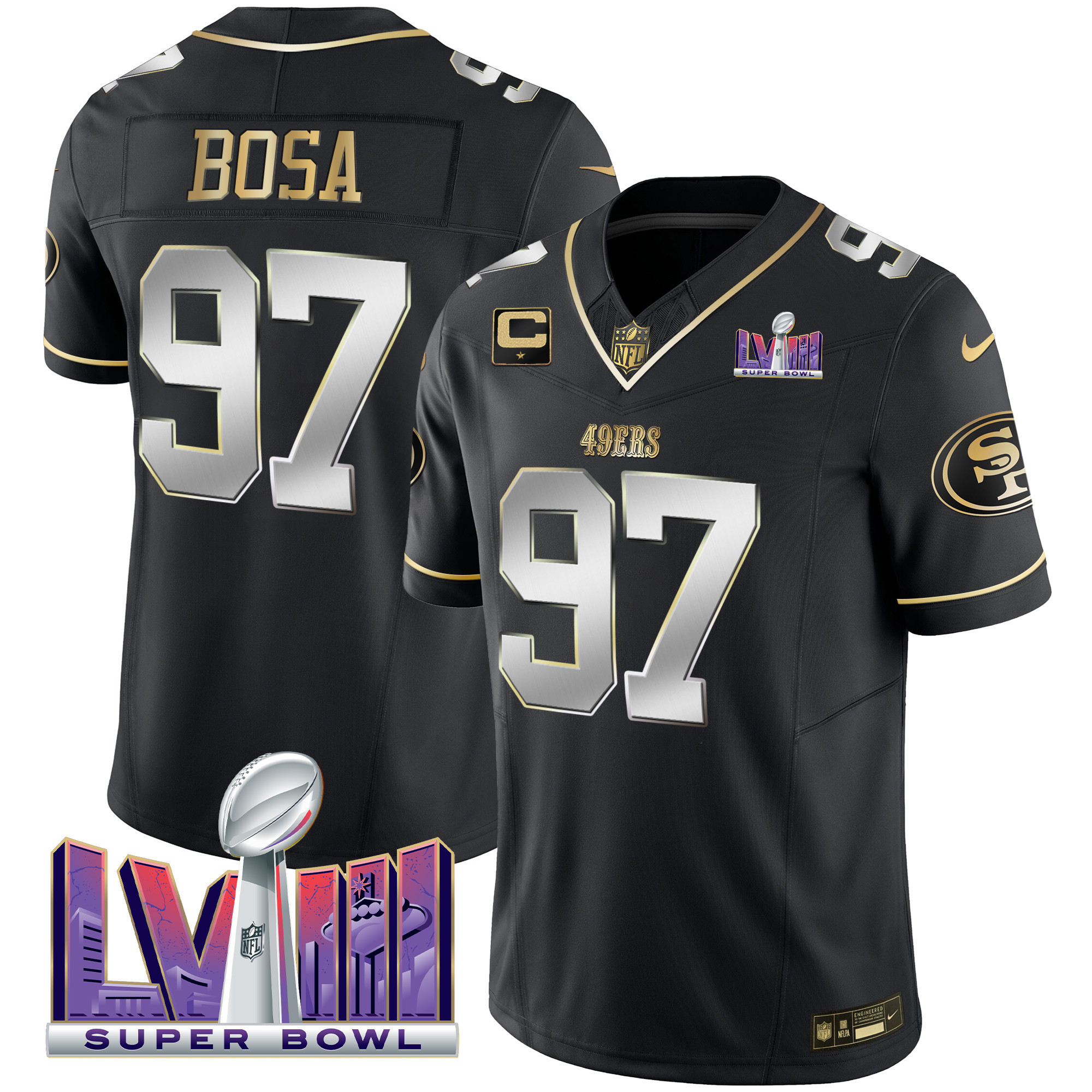 Men's 49ers Super Bowl LVIII Patch Vapor Jersey - All Stitched - Image 37