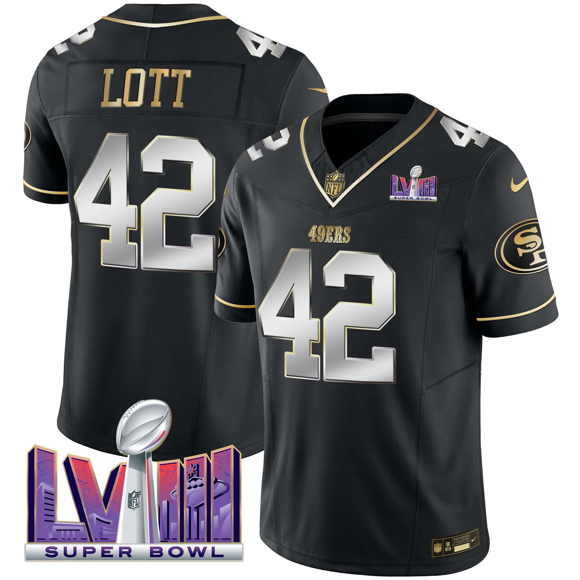 Men's 49ers Super Bowl LVIII Patch Vapor Jersey - All Stitched - Image 39