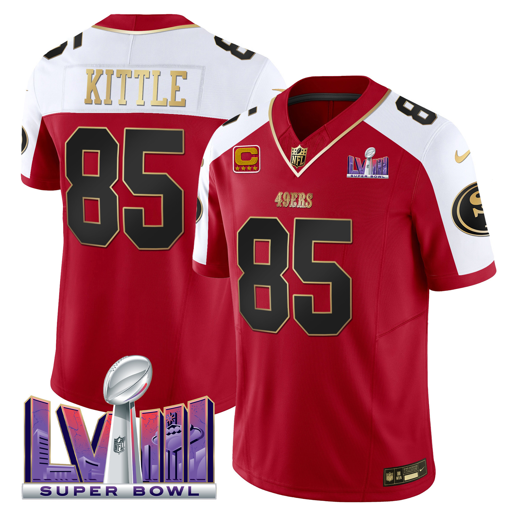 Men's 49ers Super Bowl LVIII Patch Vapor Jersey - All Stitched - Image 44