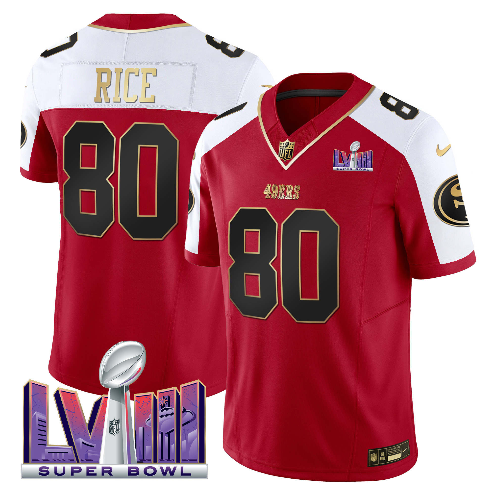 Men's 49ers Super Bowl LVIII Patch Vapor Jersey - All Stitched - Image 46