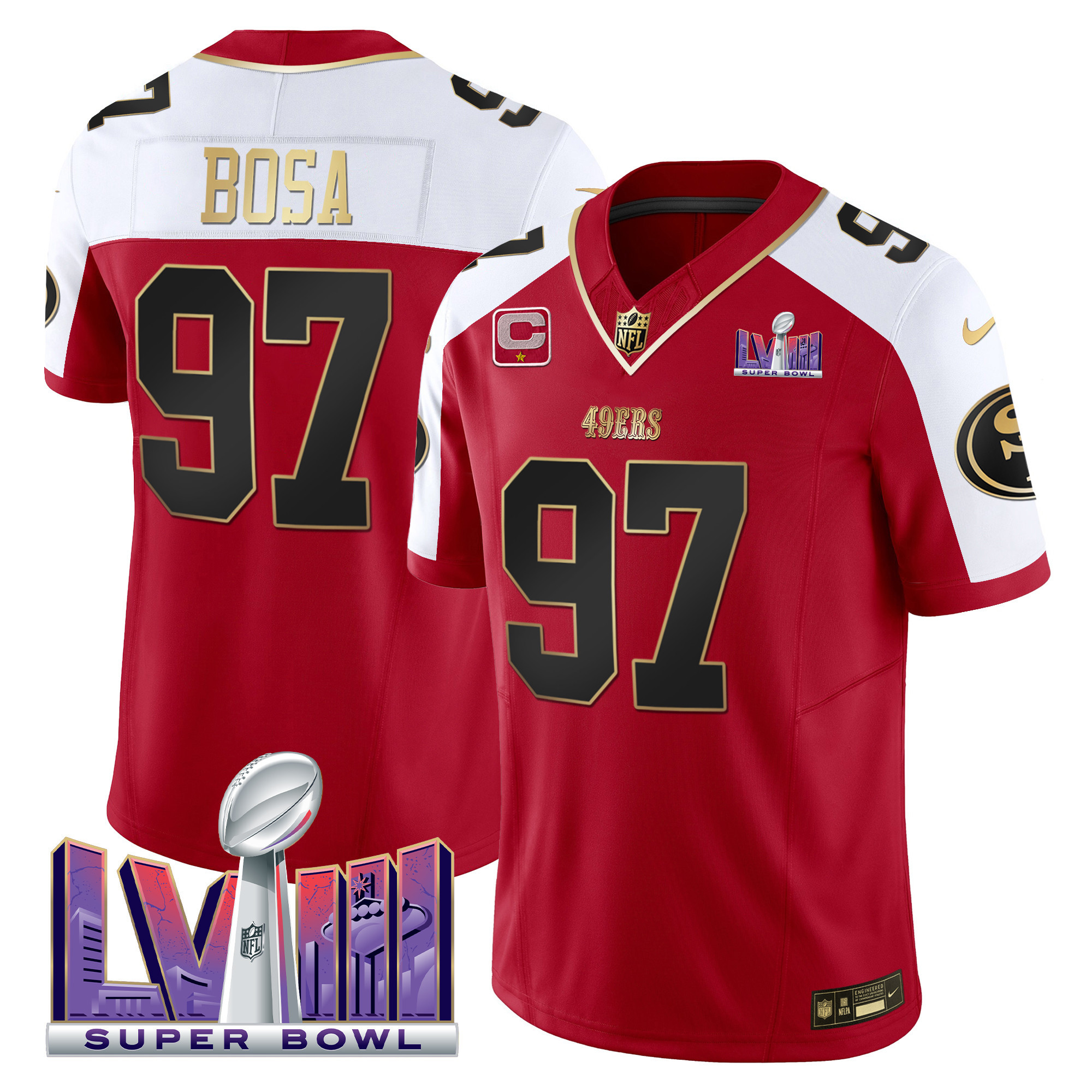 Men's 49ers Super Bowl LVIII Patch Vapor Jersey - All Stitched - Image 47