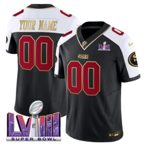 49ers Super Bowl LVIII Patch Vapor Custom Jersey - All Stitched