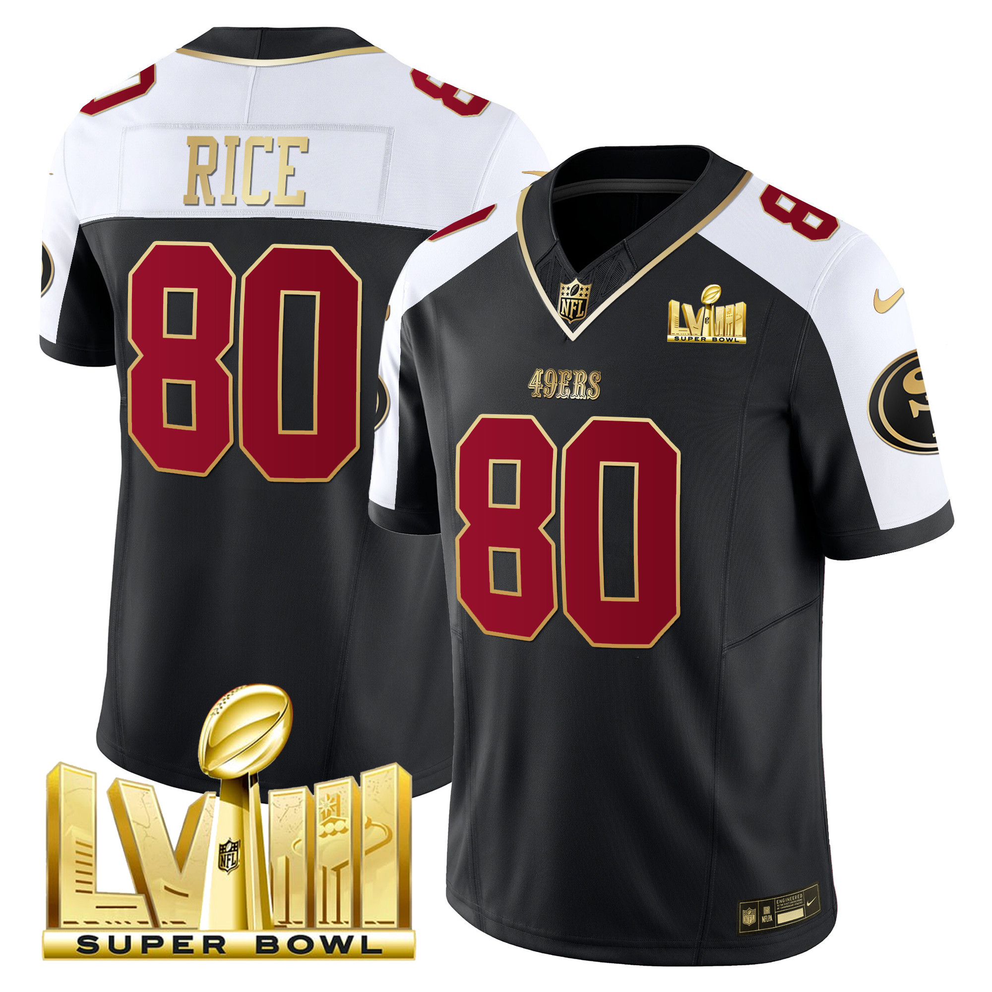 Men's 49ers Super Bowl LVIII Gold Patch Vapor Jersey - All Stitched - Image 6
