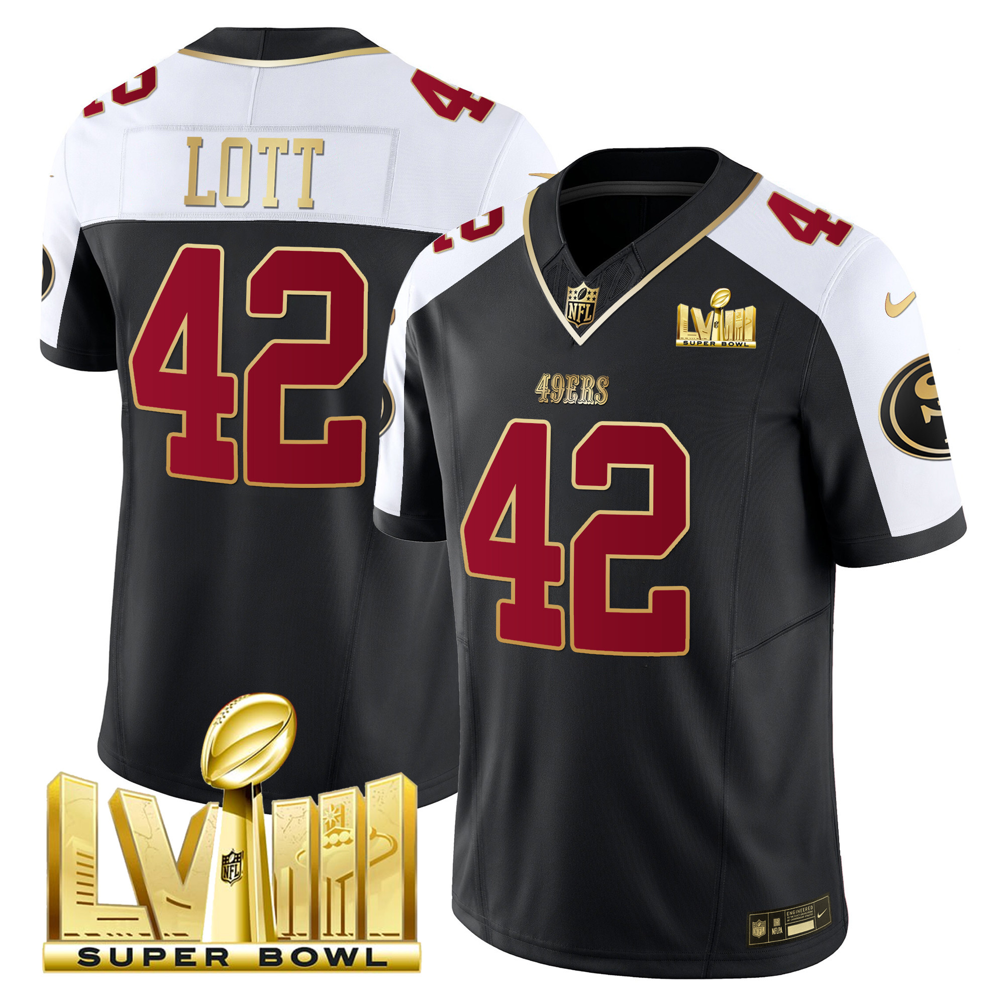 Men's 49ers Super Bowl LVIII Gold Patch Vapor Jersey - All Stitched - Image 9