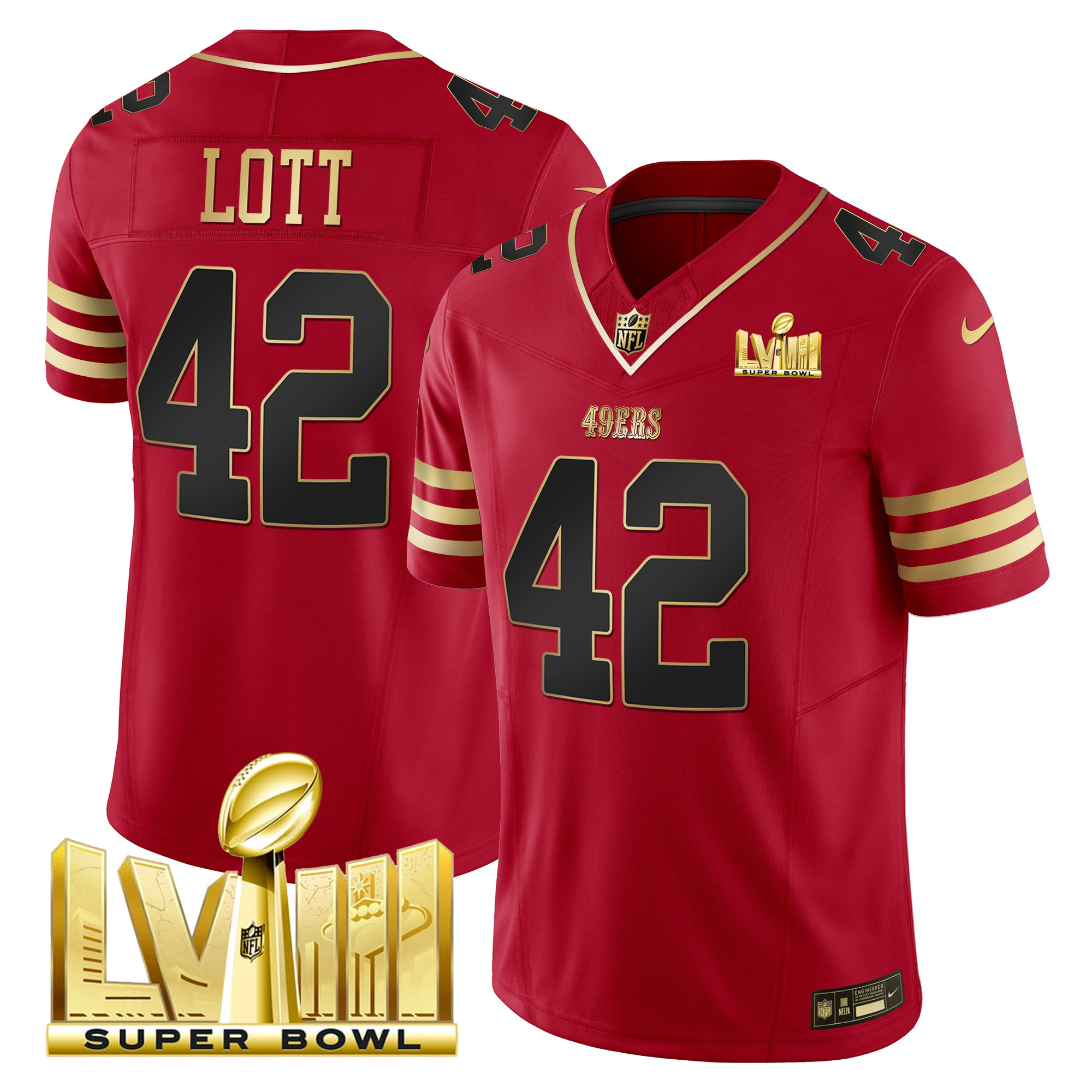 Men's 49ers Super Bowl LVIII Gold Patch Vapor Jersey - All Stitched - Image 19