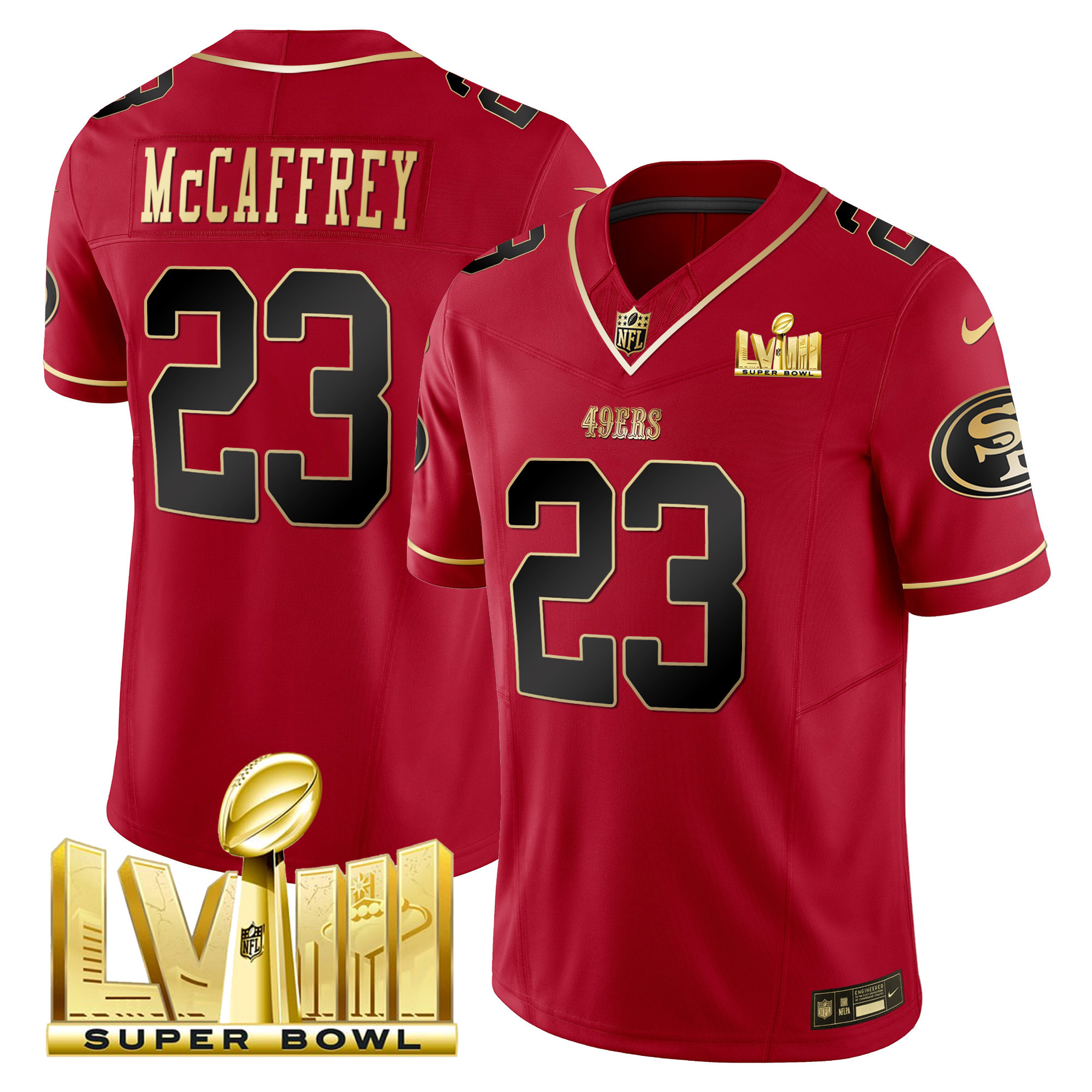 Men's 49ers Super Bowl LVIII Gold Patch Vapor Jersey - All Stitched - Image 21