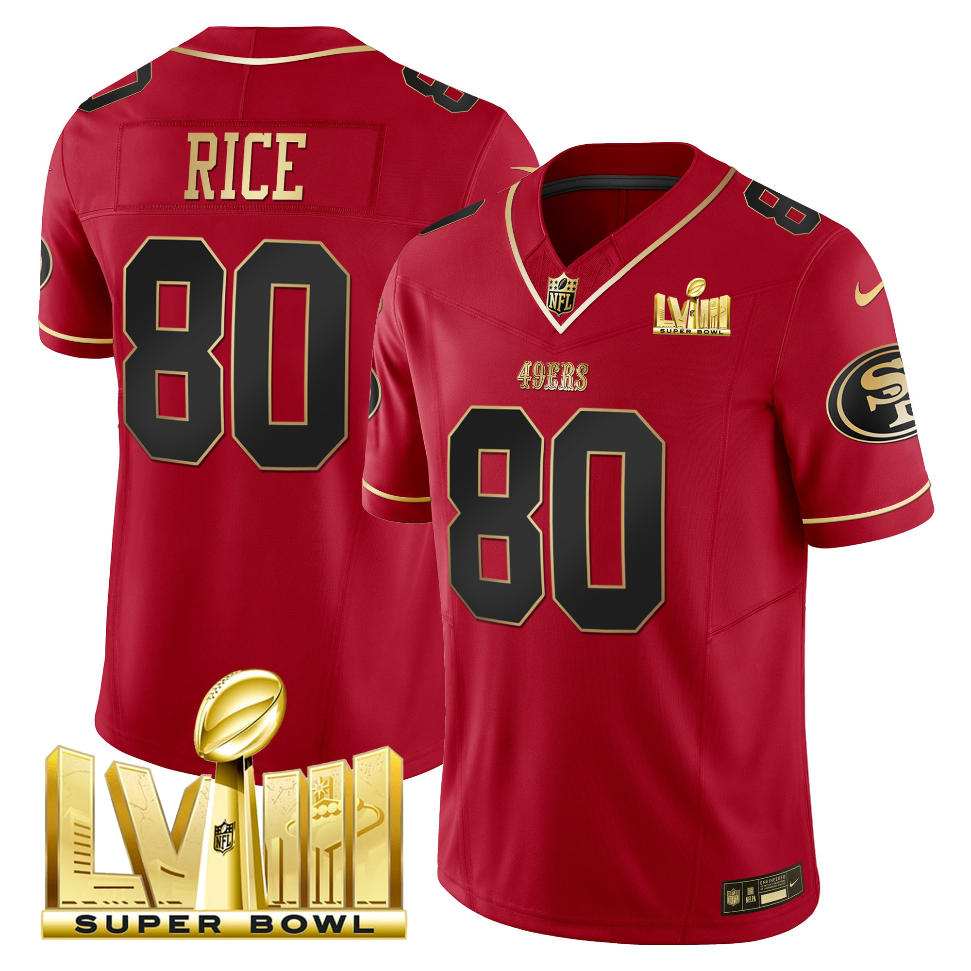 Men's 49ers Super Bowl LVIII Gold Patch Vapor Jersey - All Stitched - Image 26