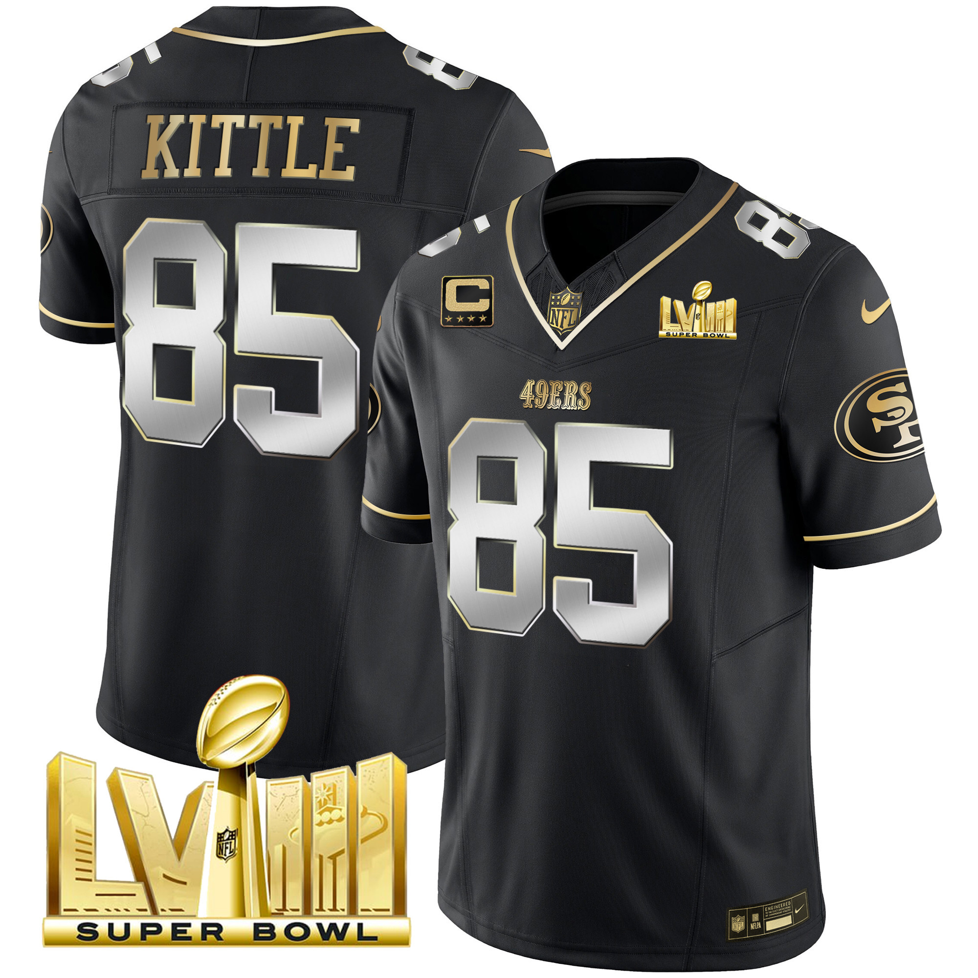 Men's 49ers Super Bowl LVIII Gold Patch Vapor Jersey - All Stitched - Image 34